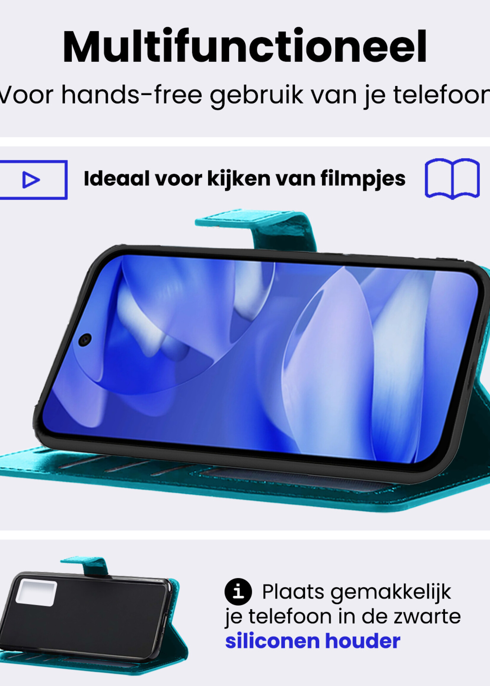 BTH BTH Google Pixel 9a Hoesje Bookcase - Turquoise