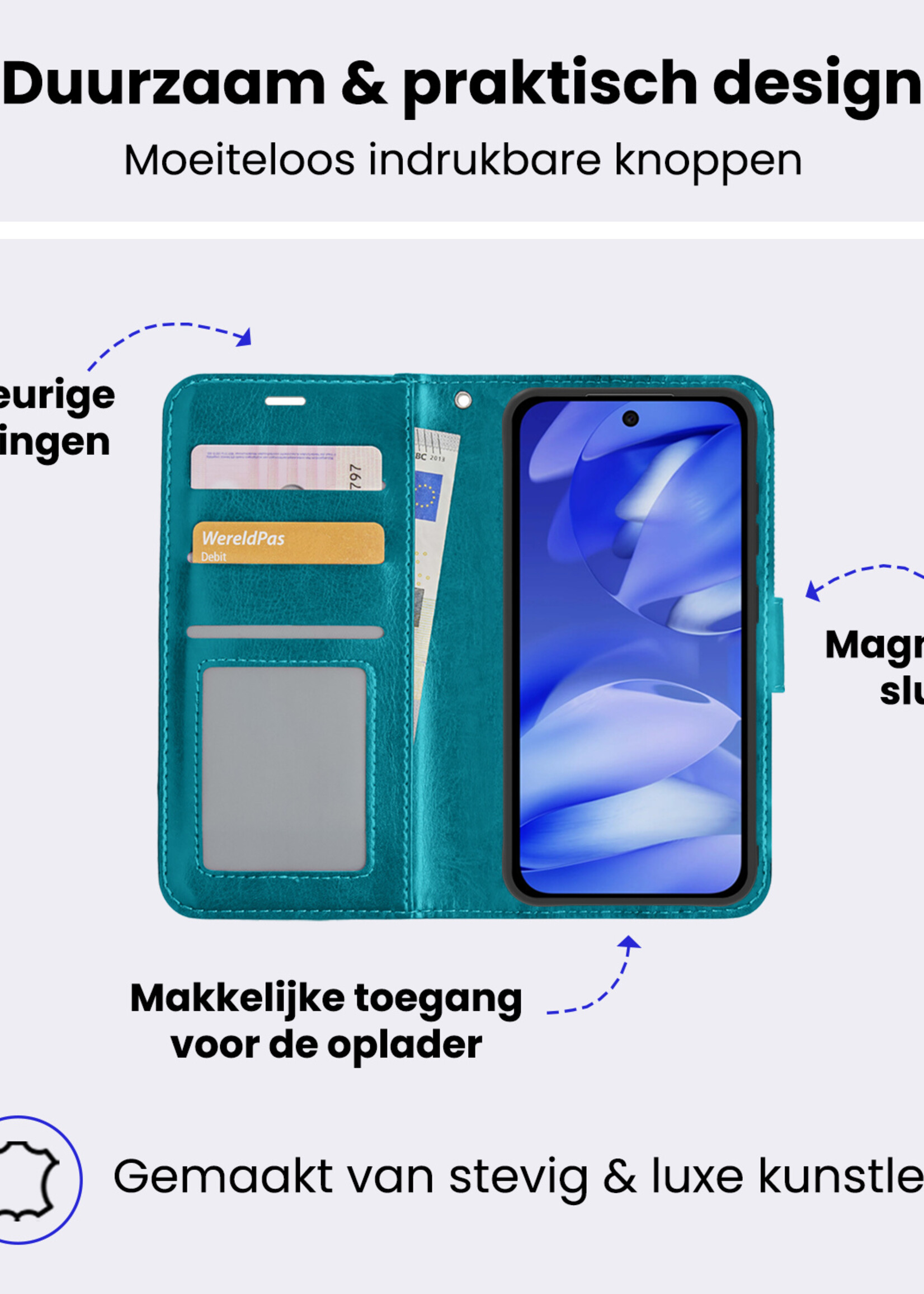 BTH BTH Google Pixel 9a Hoesje Bookcase - Turquoise