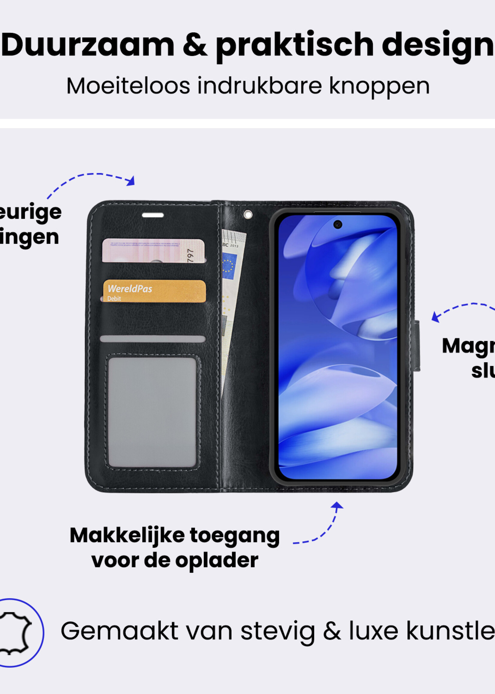 BTH BTH Google Pixel 9a Hoesje Bookcase - Zwart