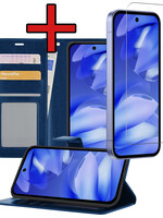 BTH BTH Google Pixel 9a Hoesje Bookcase Met Screenprotector - Donkerblauw