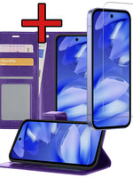 BTH BTH Google Pixel 9a Hoesje Bookcase Met Screenprotector - Paars