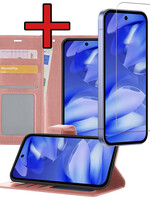 BTH BTH Google Pixel 9a Hoesje Bookcase Met Screenprotector - Rose Goud