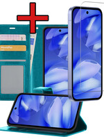 BTH BTH Google Pixel 9a Hoesje Bookcase Met Screenprotector - Turquoise