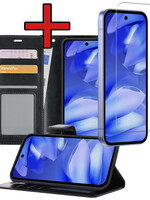 BTH BTH Google Pixel 9a Hoesje Bookcase Met Screenprotector - Zwart