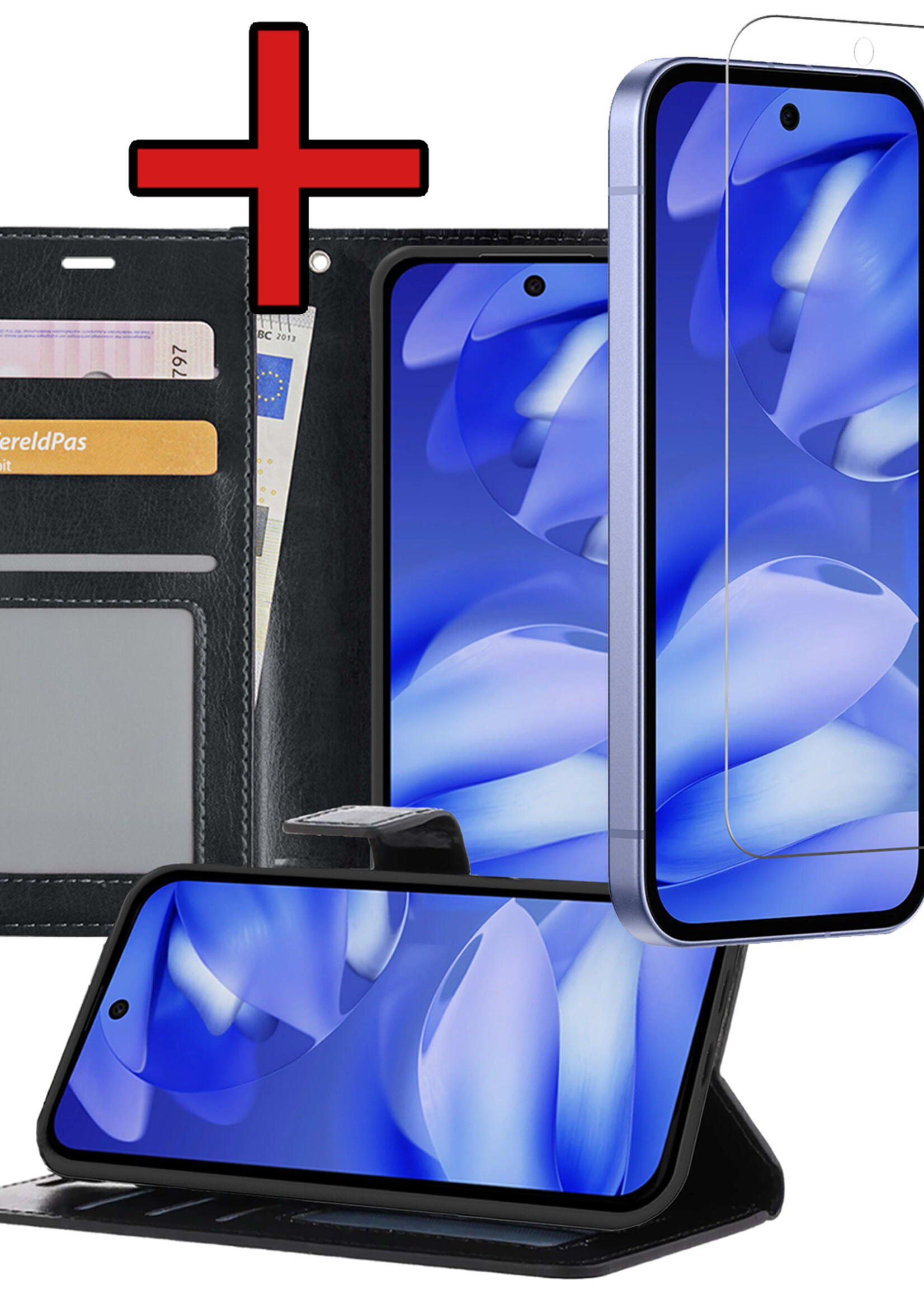 BTH BTH Google Pixel 9a Hoesje Bookcase Met Screenprotector - Zwart