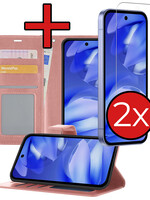 BTH BTH Google Pixel 9a Hoesje Bookcase Met 2x Screenprotector - Rose Goud
