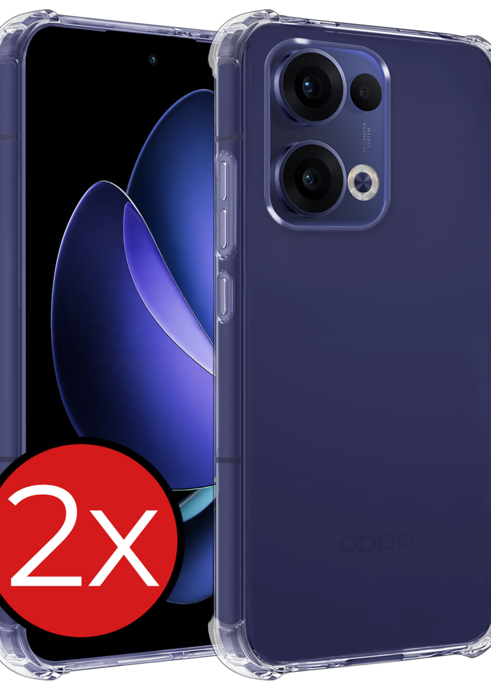 BTH BTH Oppo Reno13 Hoesje Shockproof - Transparant - 2 PACK