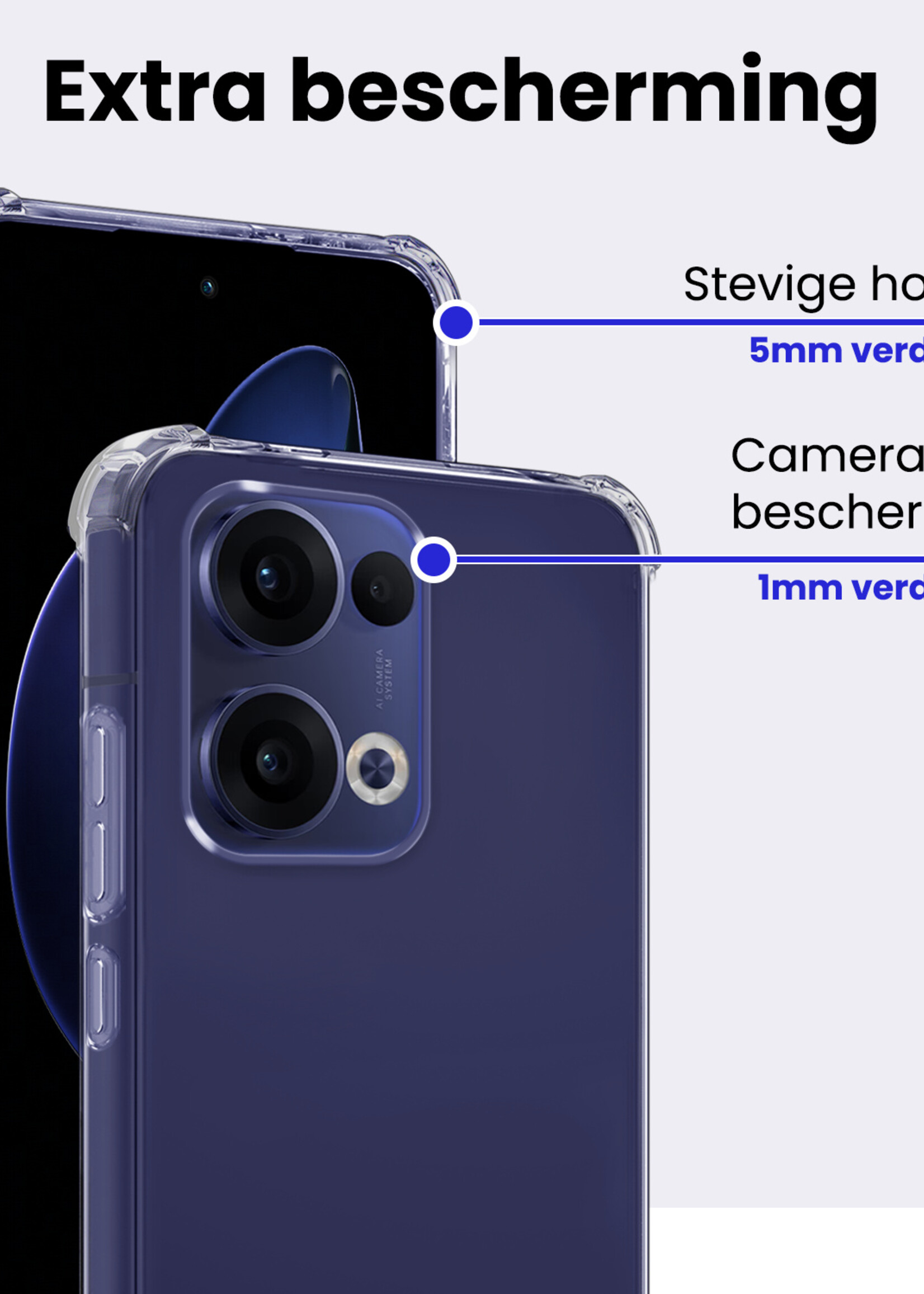 BTH BTH Oppo Reno13 Hoesje Shockproof Met 2x Screenprotector