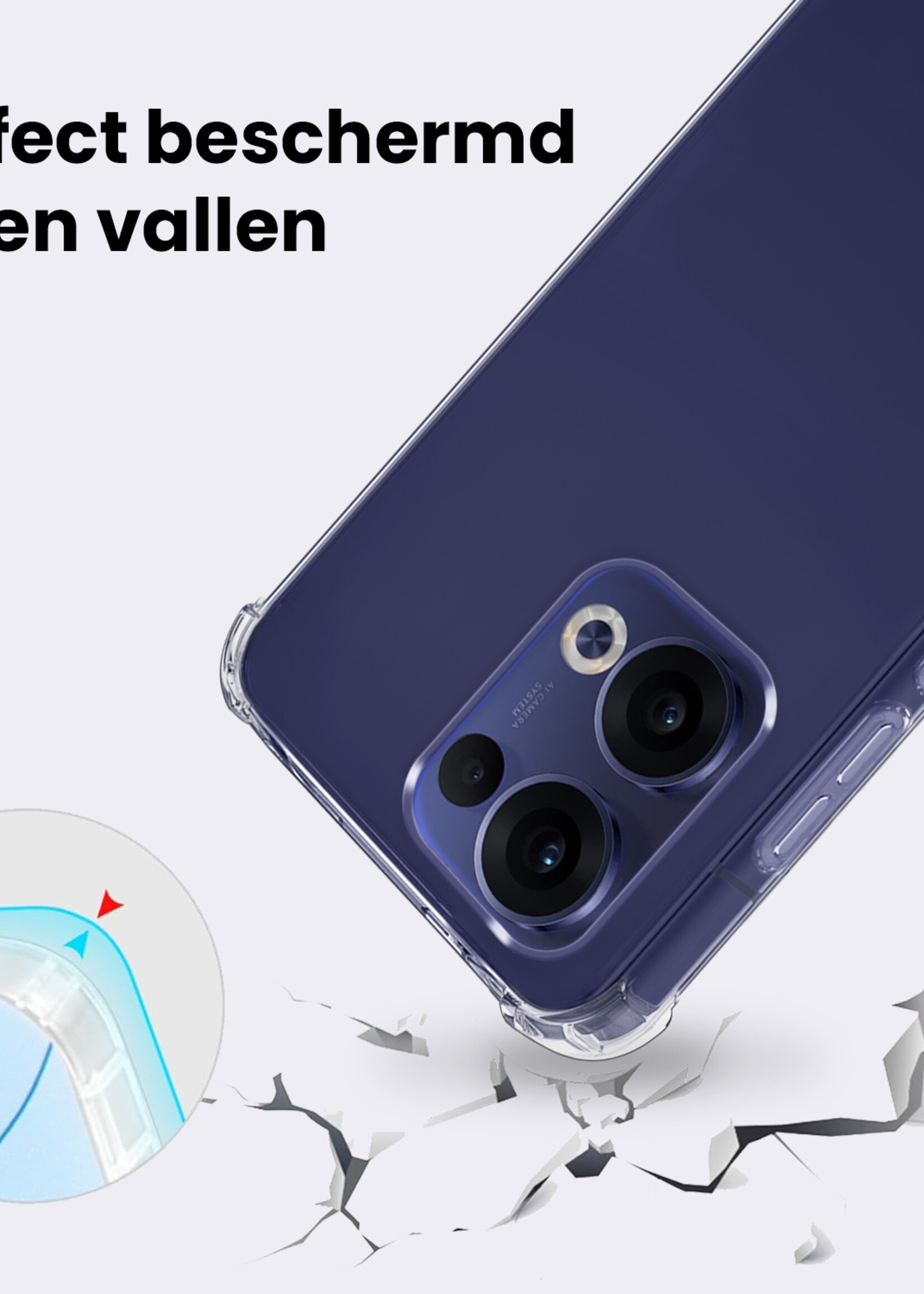 BTH BTH Oppo Reno13 Hoesje Shockproof Met 2x Screenprotector