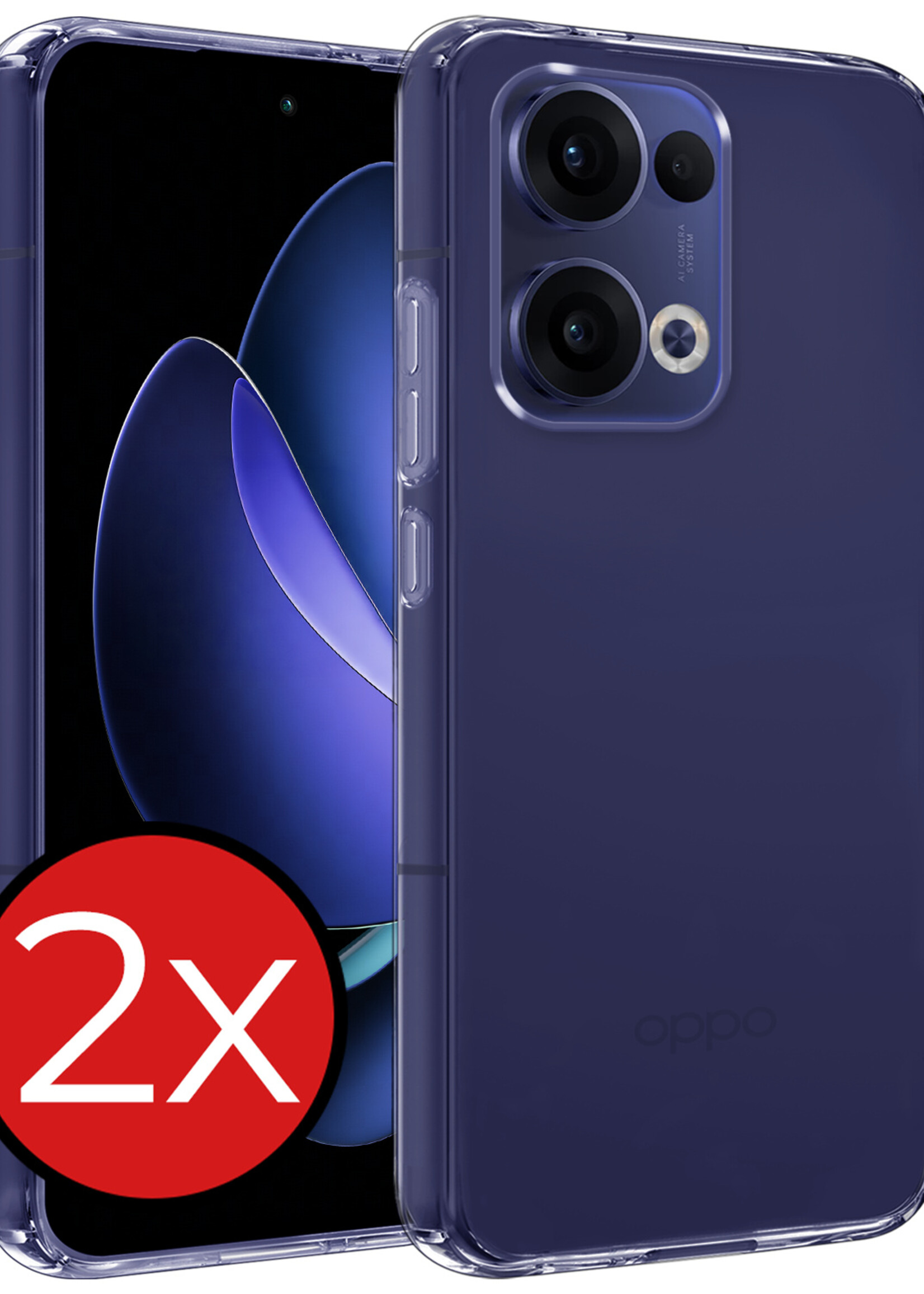 BTH BTH Oppo Reno13 Hoesje Siliconen - Transparant - 2 PACK