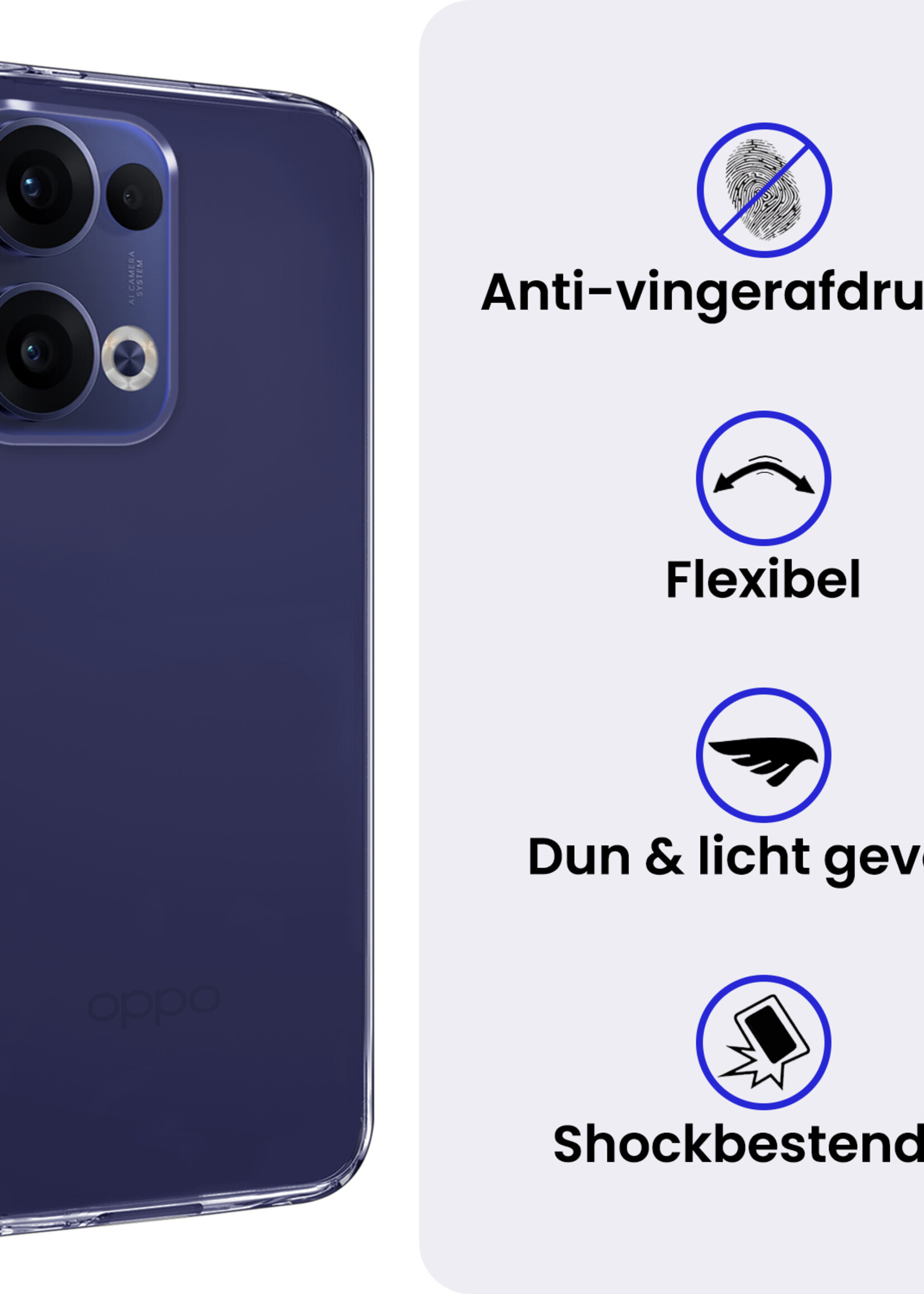 BTH BTH Oppo Reno13 Hoesje Siliconen Met Screenprotector - Transparant