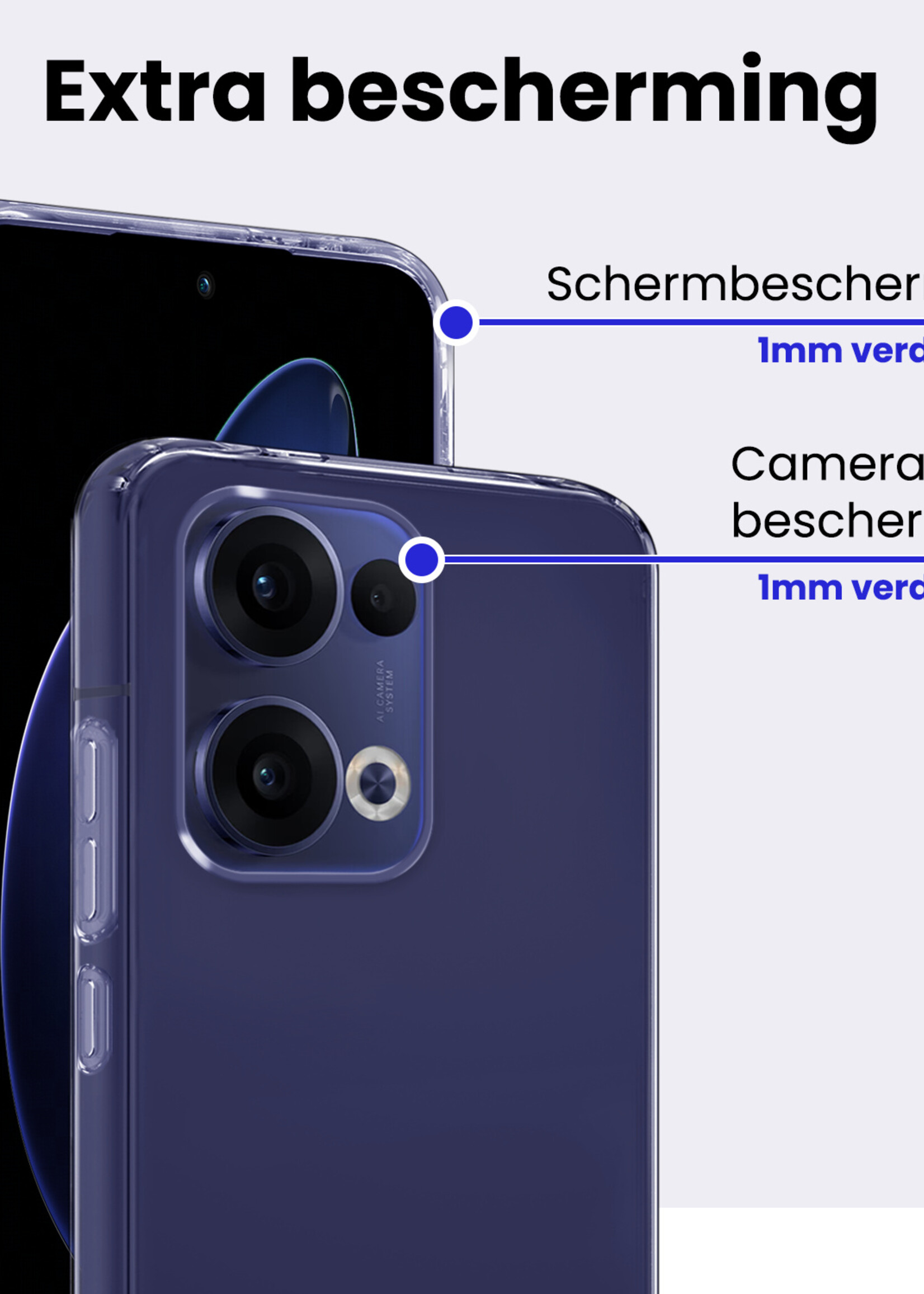 BTH BTH Oppo Reno13 Hoesje Siliconen Met Screenprotector - Transparant