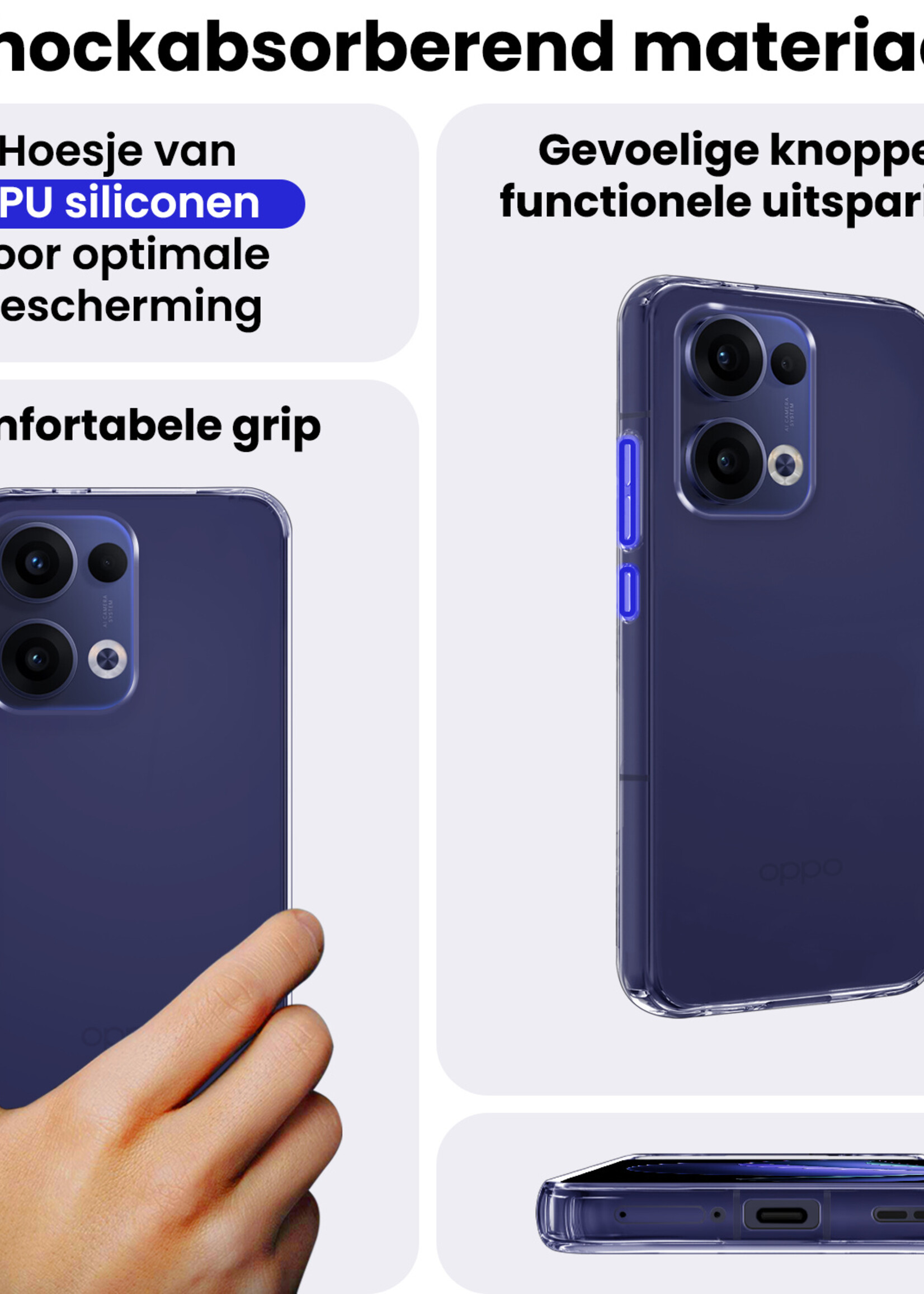 BTH BTH Oppo Reno13 Hoesje Siliconen Met Screenprotector - Transparant