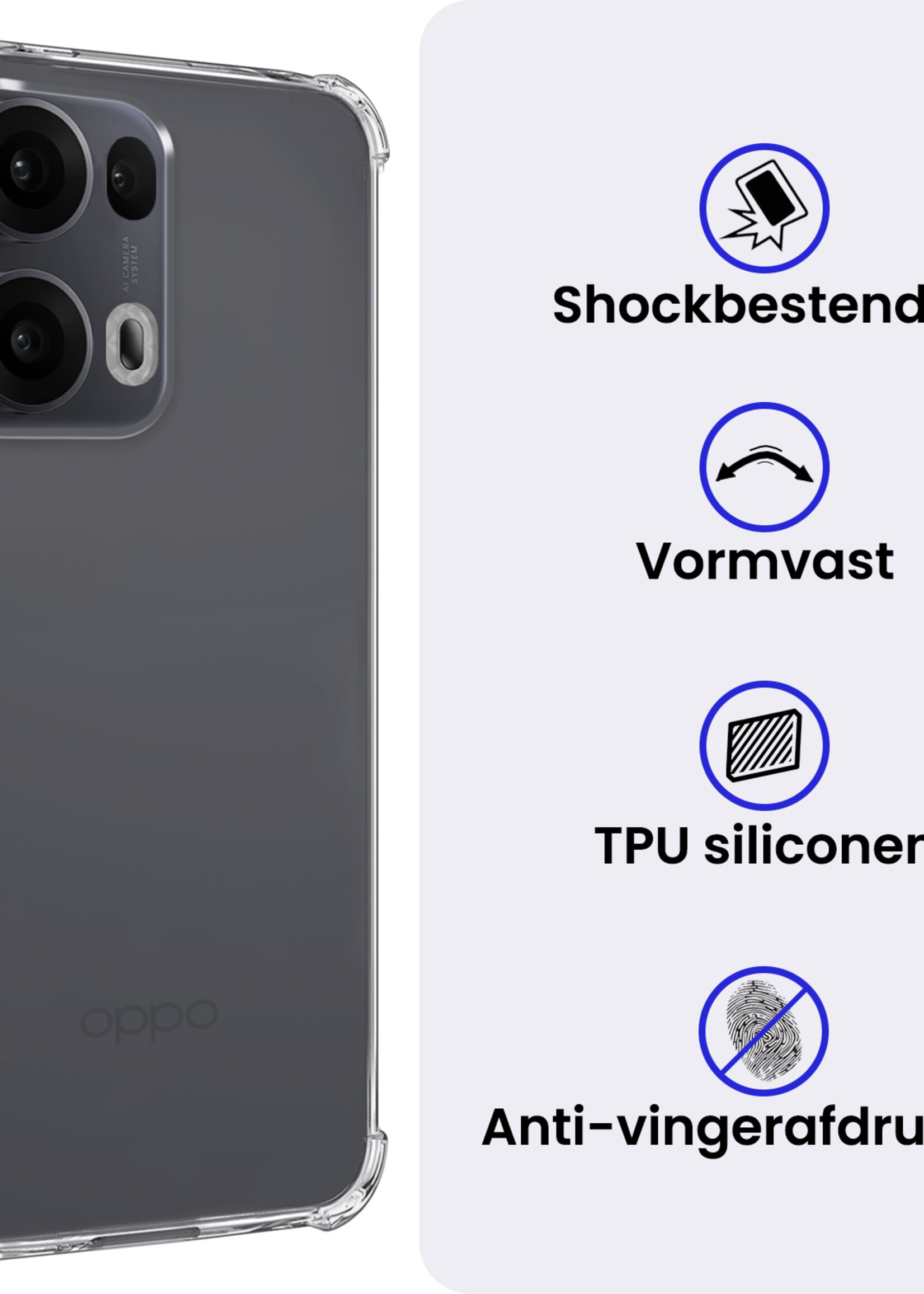BTH BTH Oppo Reno13 Pro Hoesje Shockproof - Transparant
