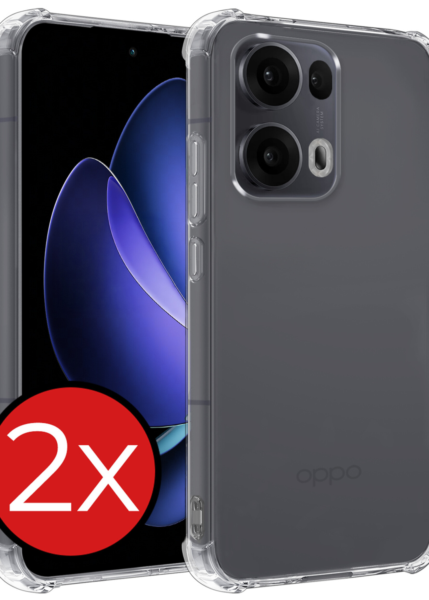 BTH BTH Oppo Reno13 Pro Hoesje Shockproof - Transparant - 2 PACK