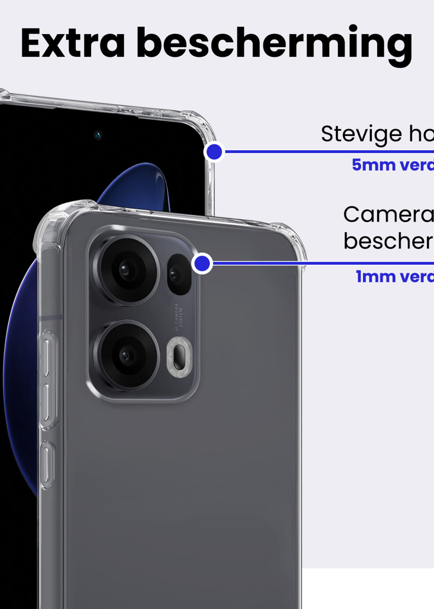 BTH BTH Oppo Reno13 Pro Hoesje Shockproof - Transparant - 2 PACK
