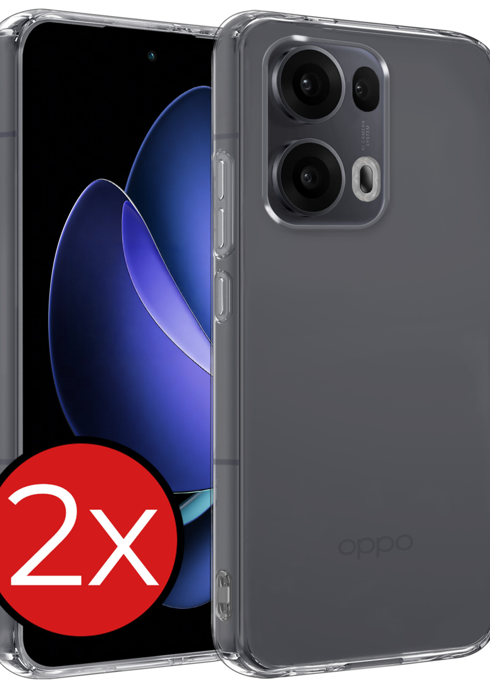 BTH BTH Oppo Reno13 Pro Hoesje Siliconen - Transparant - 2 PACK