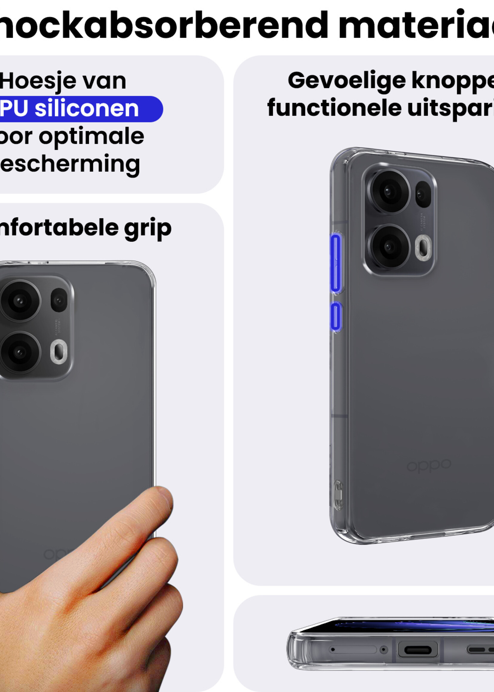 BTH BTH Oppo Reno13 Pro Hoesje Siliconen - Transparant - 2 PACK