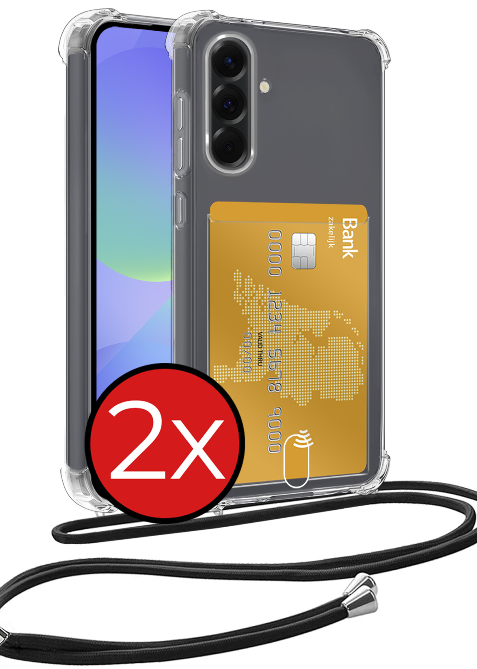 BTH BTH Samsung Galaxy A36 Hoesje Pashouder met Koord - 2 PACK