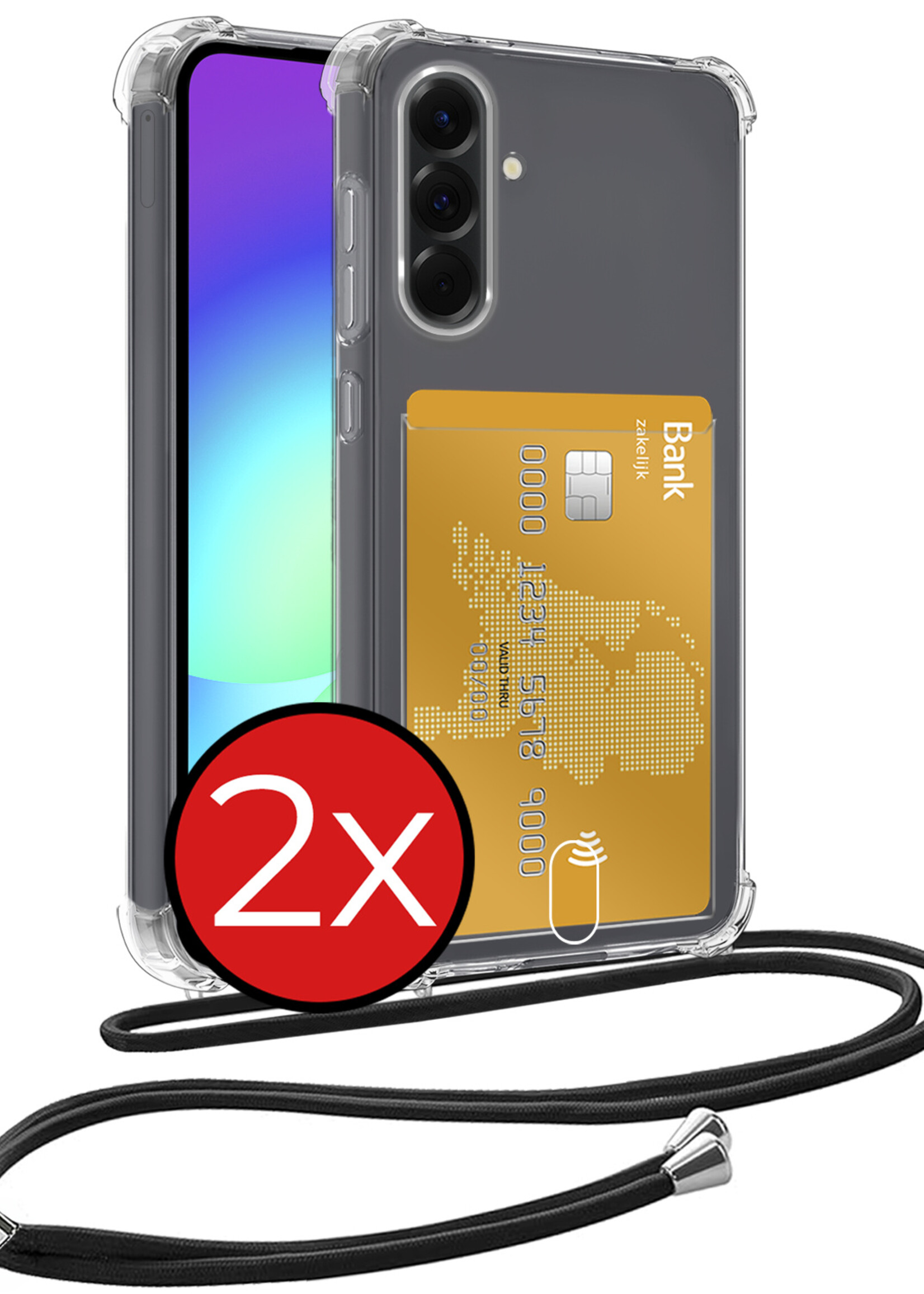 BTH BTH Samsung Galaxy A56 Hoesje Pashouder met Koord - 2 PACK