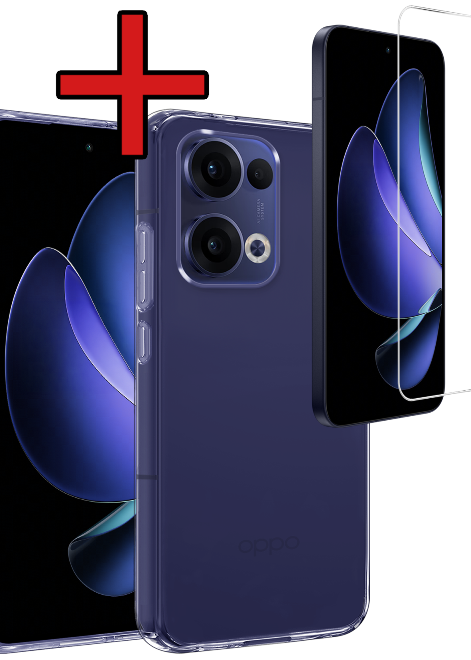 BTH BTH Oppo Reno13 Hoesje Siliconen Met Screenprotector - Transparant