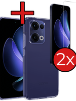 BTH BTH Oppo Reno13 Hoesje Siliconen Met 2x Screenprotector - Transparant