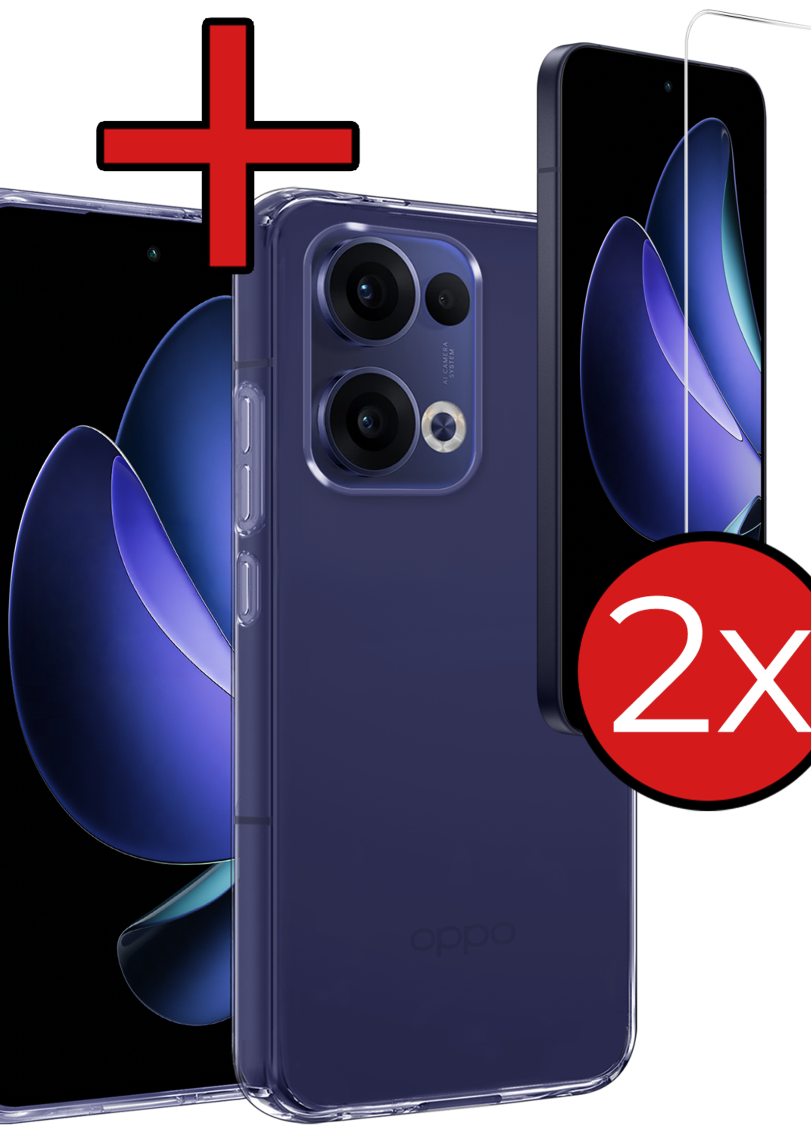 BTH BTH Oppo Reno13 Hoesje Siliconen Met 2x Screenprotector - Transparant