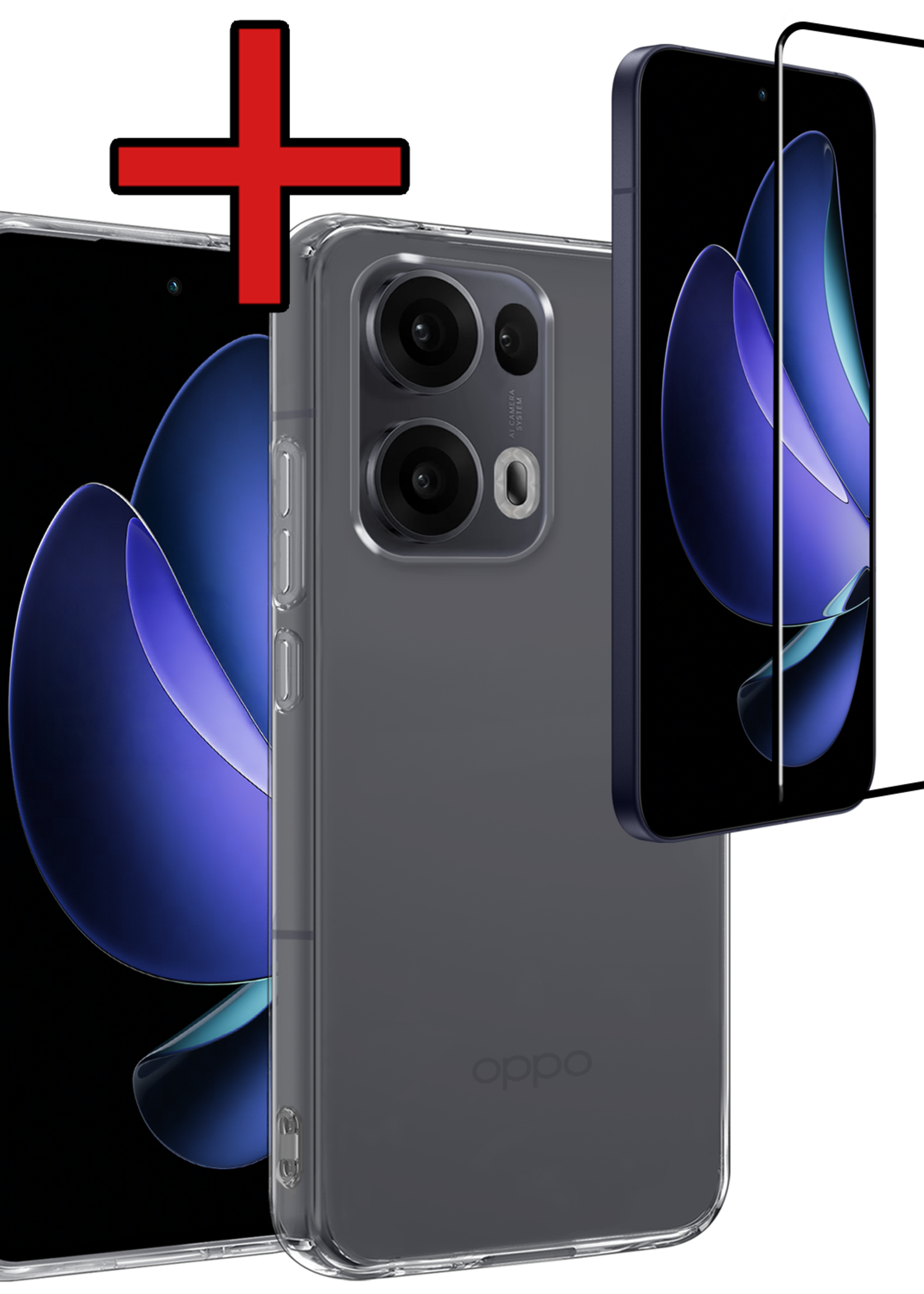 BTH BTH Oppo Reno13 Pro Hoesje Siliconen Met Screenprotector - Transparant