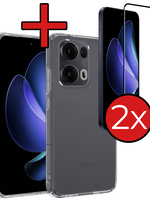 BTH BTH Oppo Reno13 Pro Hoesje Siliconen Met 2x Screenprotector - Transparant