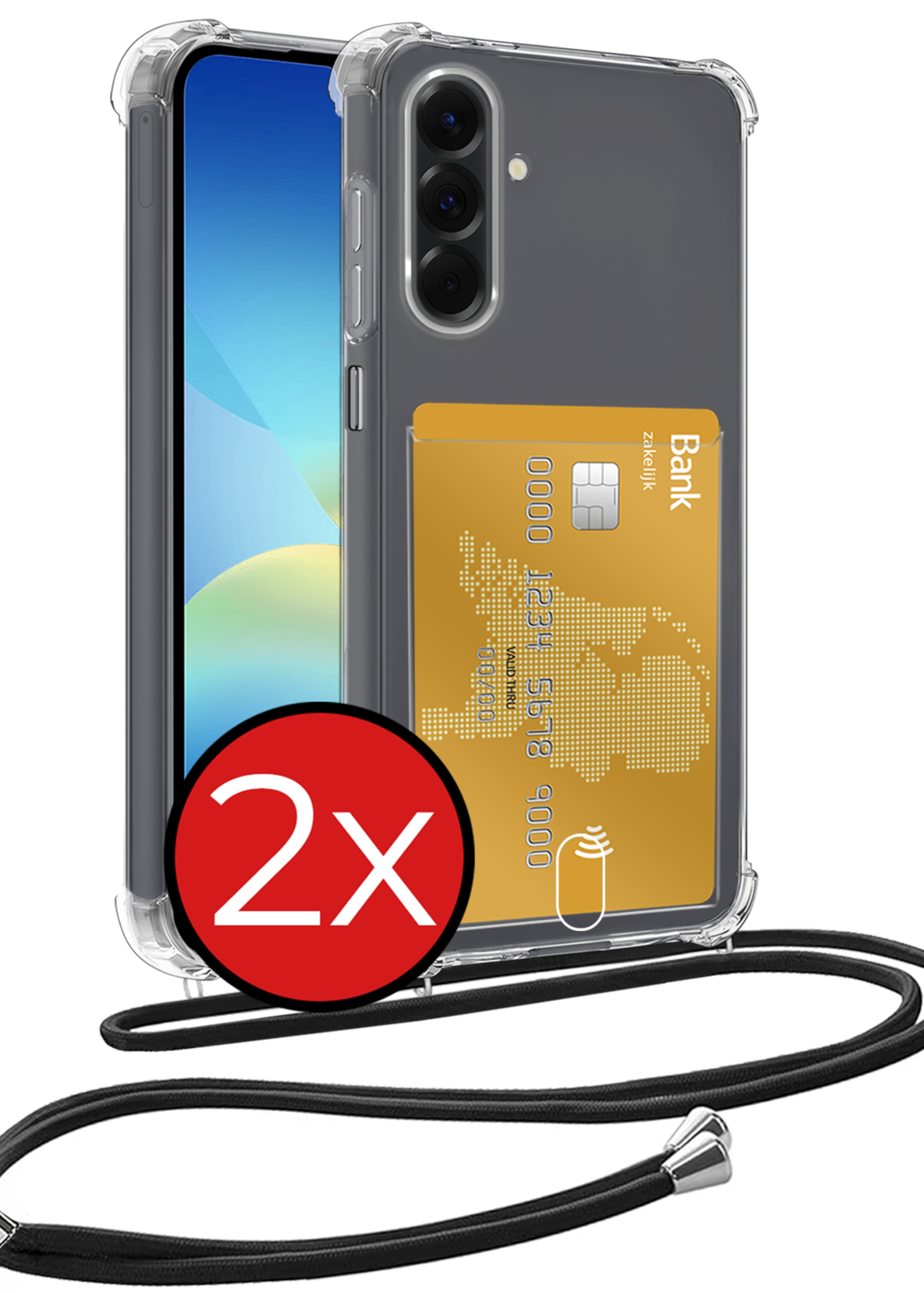 BTH BTH Samsung Galaxy A26 Hoesje Pashouder met Koord - 2 PACK
