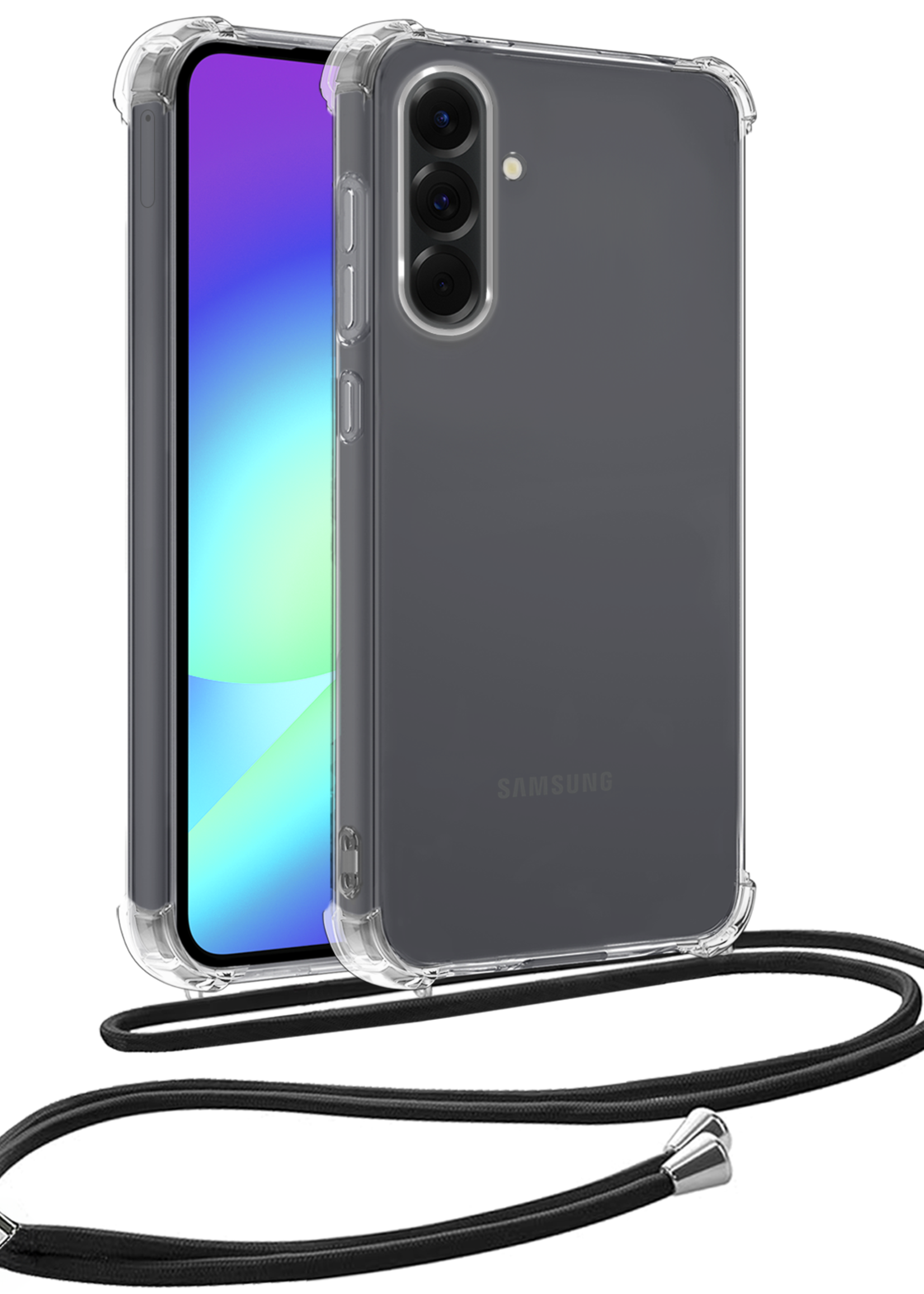 BTH BTH Samsung Galaxy A56 Hoesje Transparant Shockproof Met Zwart Koord