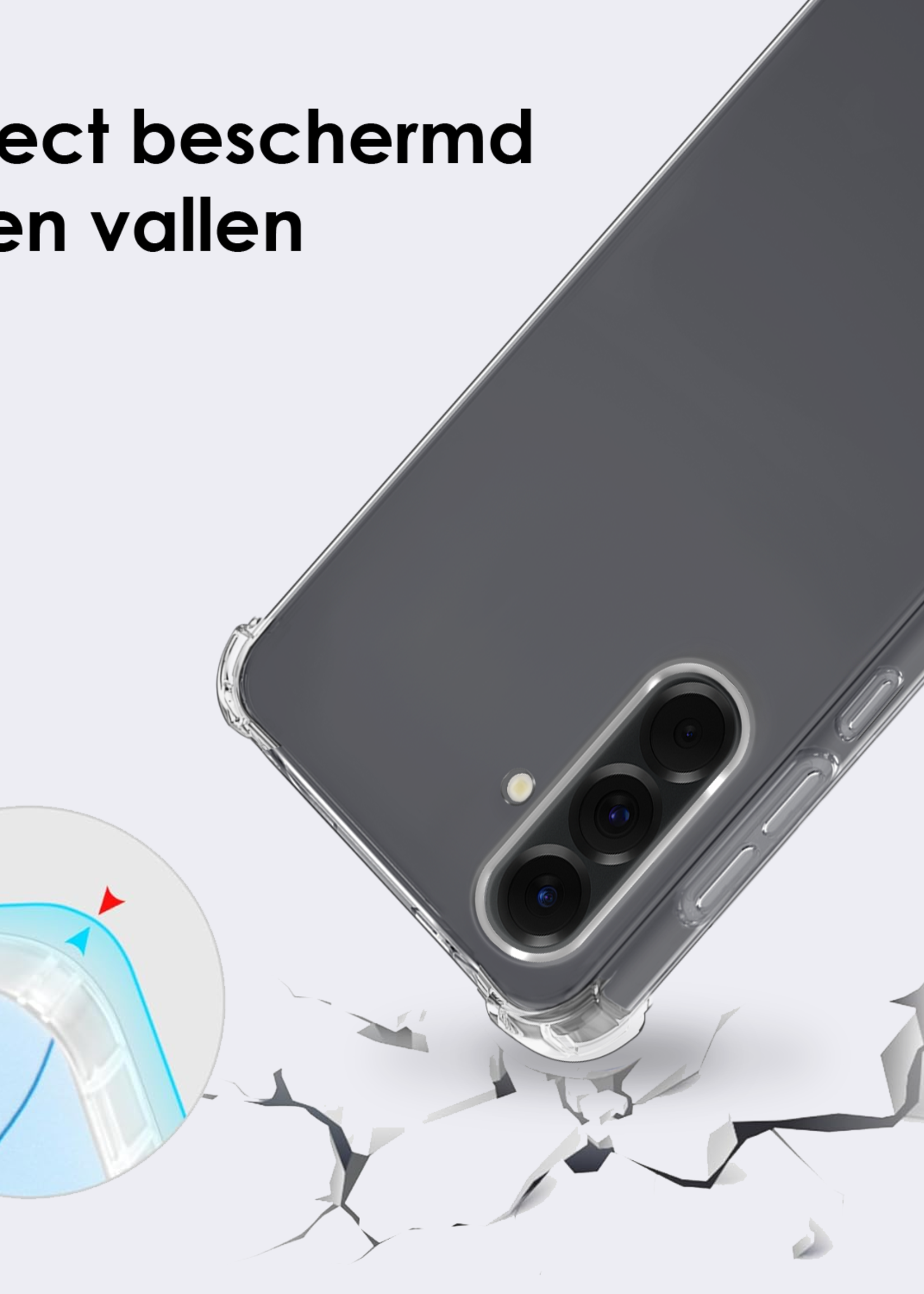 BTH BTH Samsung Galaxy A56 Hoesje Transparant Shockproof Met Zwart Koord