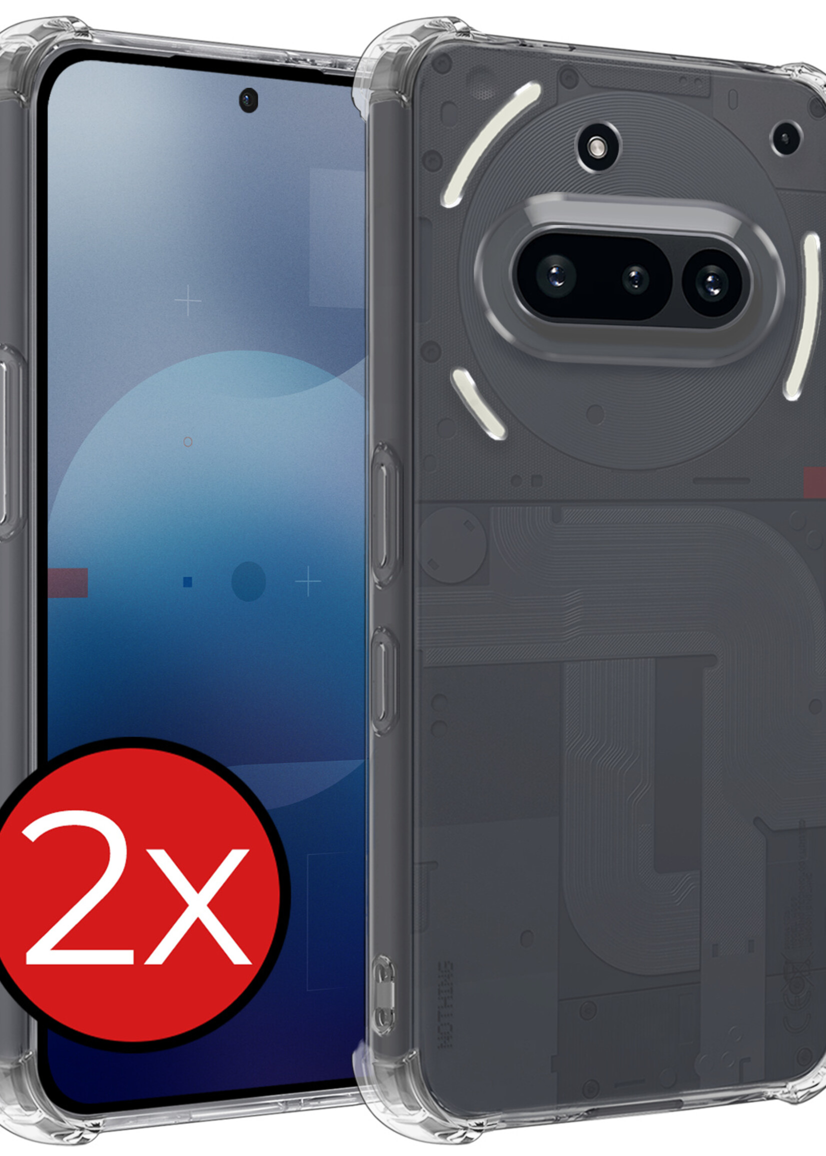 BTH BTH Nothing Phone (3a) Hoesje Shockproof - Transparant - 2 PACK