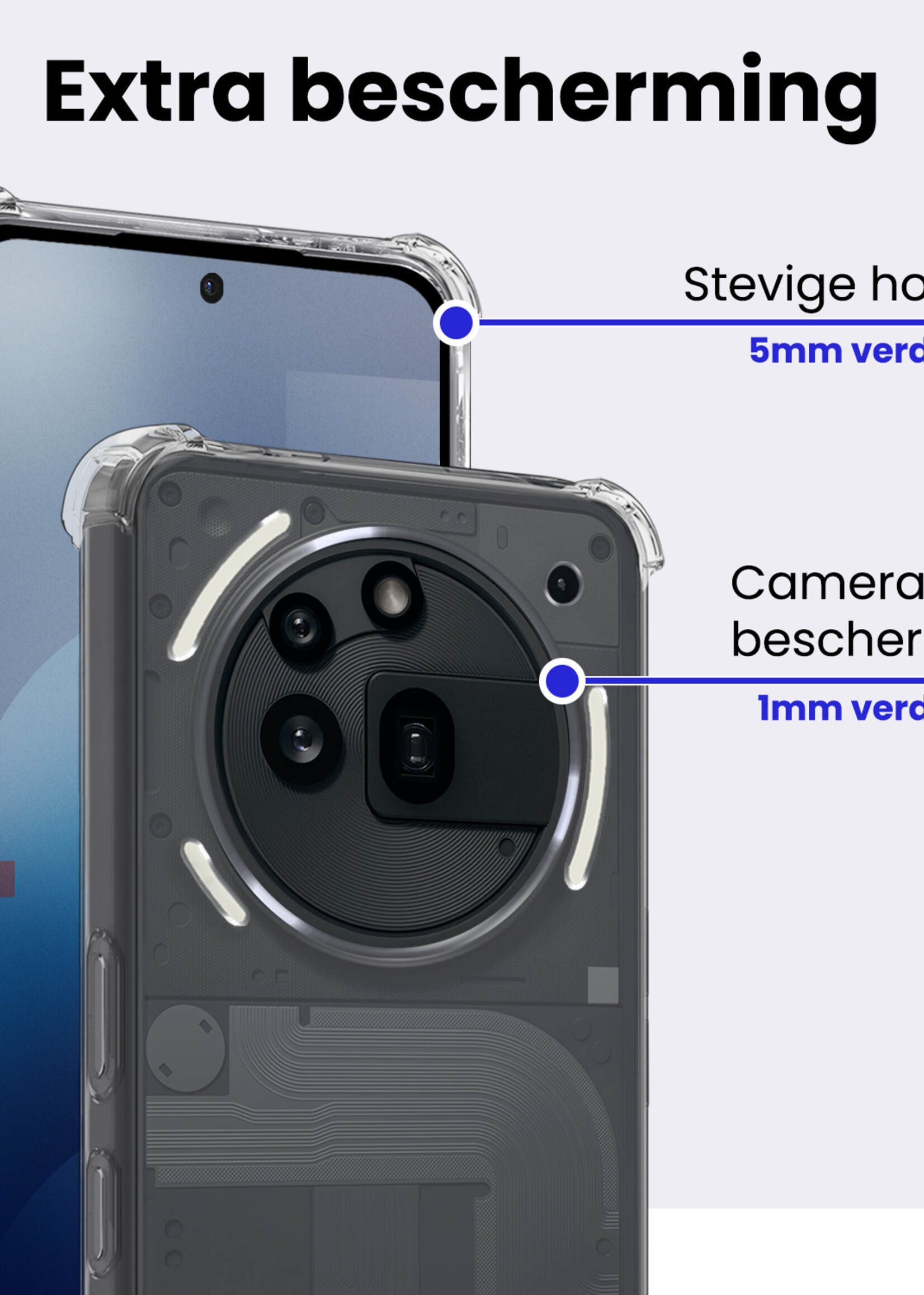 BTH BTH Nothing Phone (3a) Pro Hoesje Shockproof - Transparant