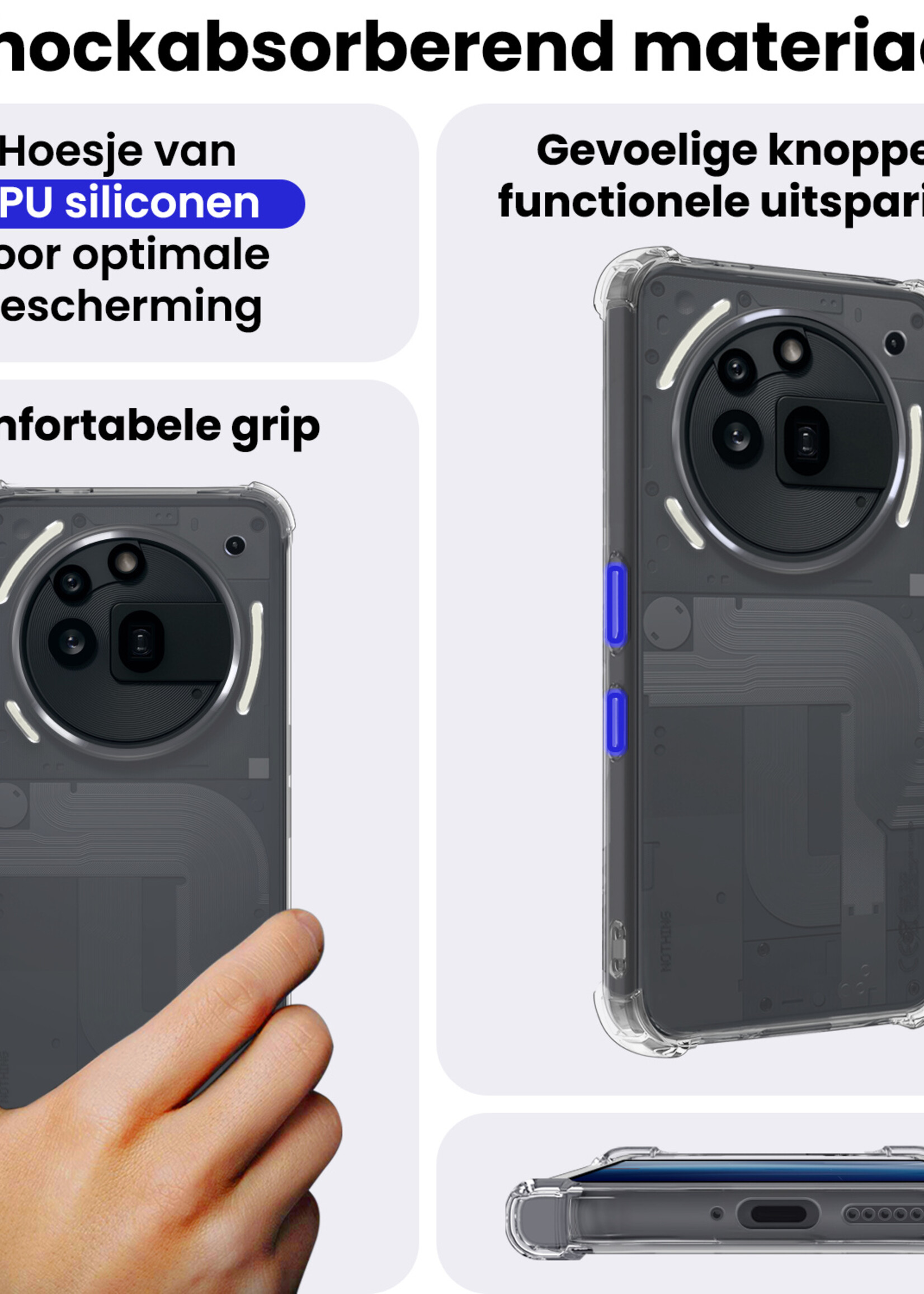 BTH BTH Nothing Phone (3a) Pro Hoesje Shockproof - Transparant