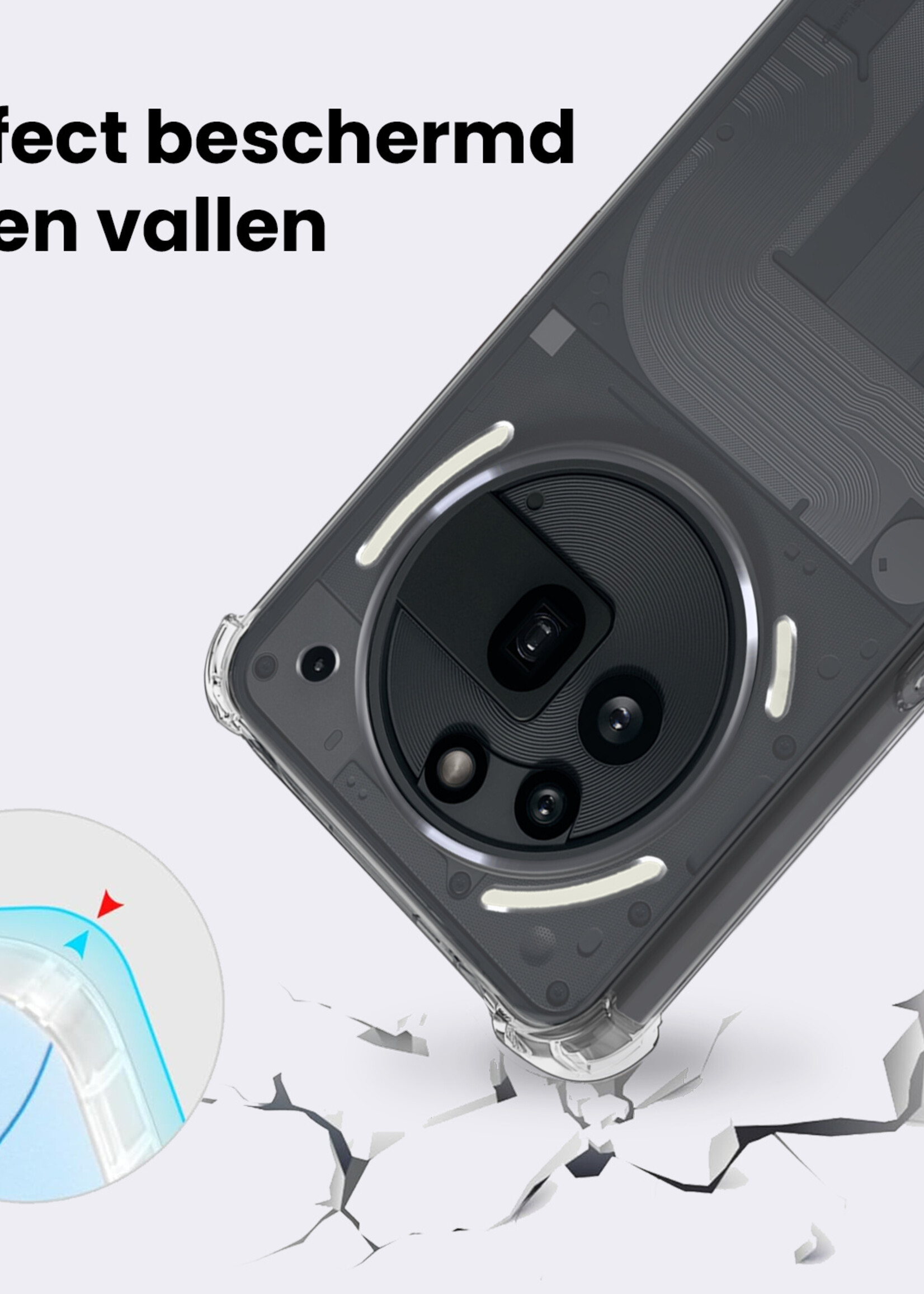 BTH BTH Nothing Phone (3a) Pro Hoesje Shockproof - Transparant