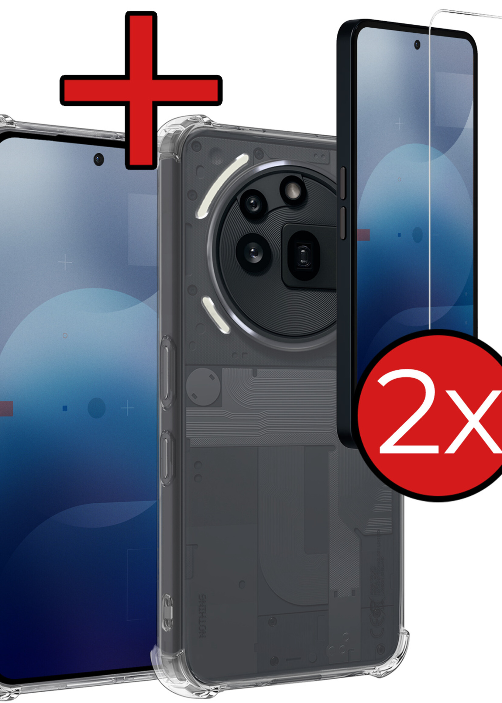BTH BTH Nothing Phone (3a) Pro Hoesje Shockproof Met 2x Screenprotector