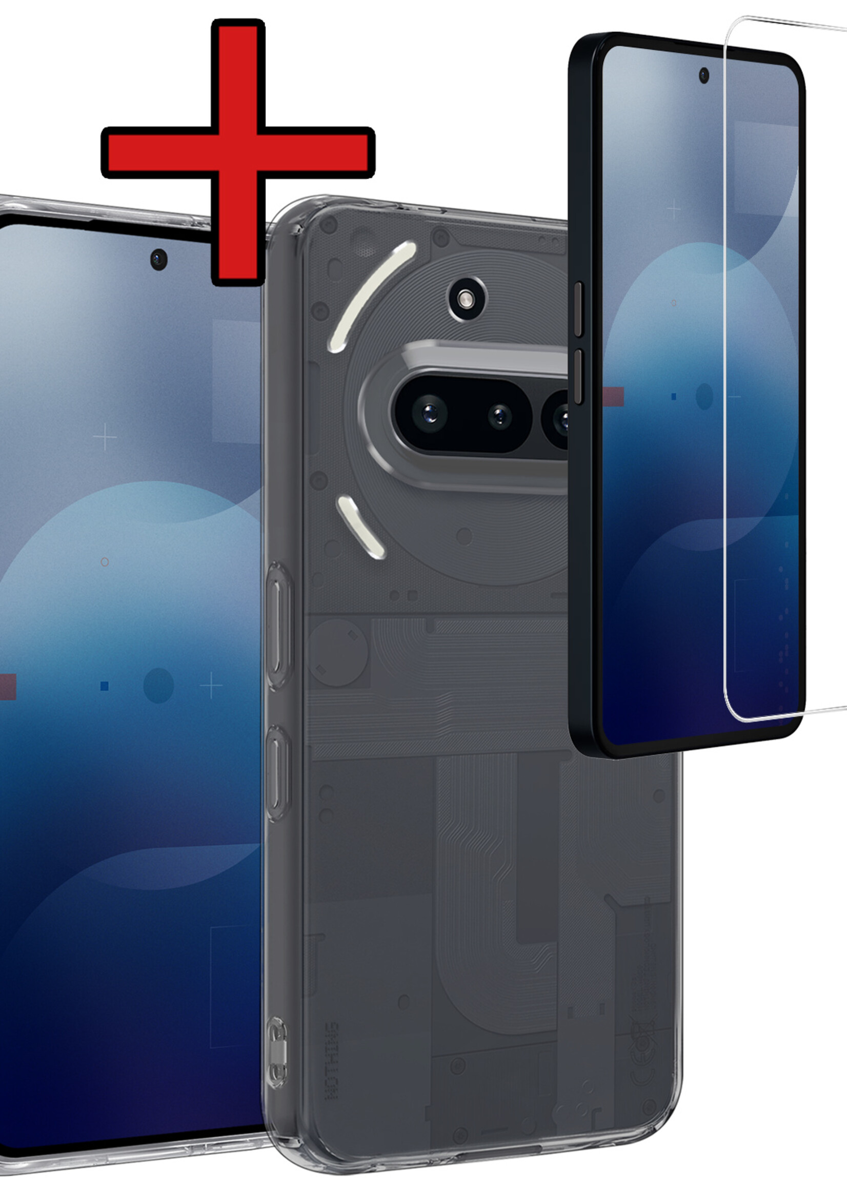 BTH BTH Nothing Phone (3a) Pro Hoesje Siliconen Met Screenprotector - Transparant