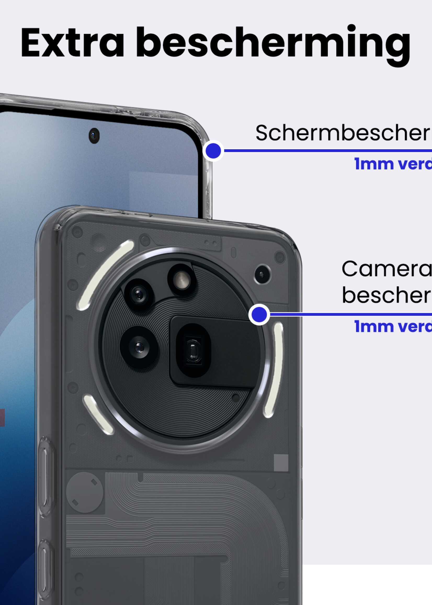 BTH BTH Nothing Phone (3a) Pro Hoesje Siliconen Met 2x Screenprotector - Transparant