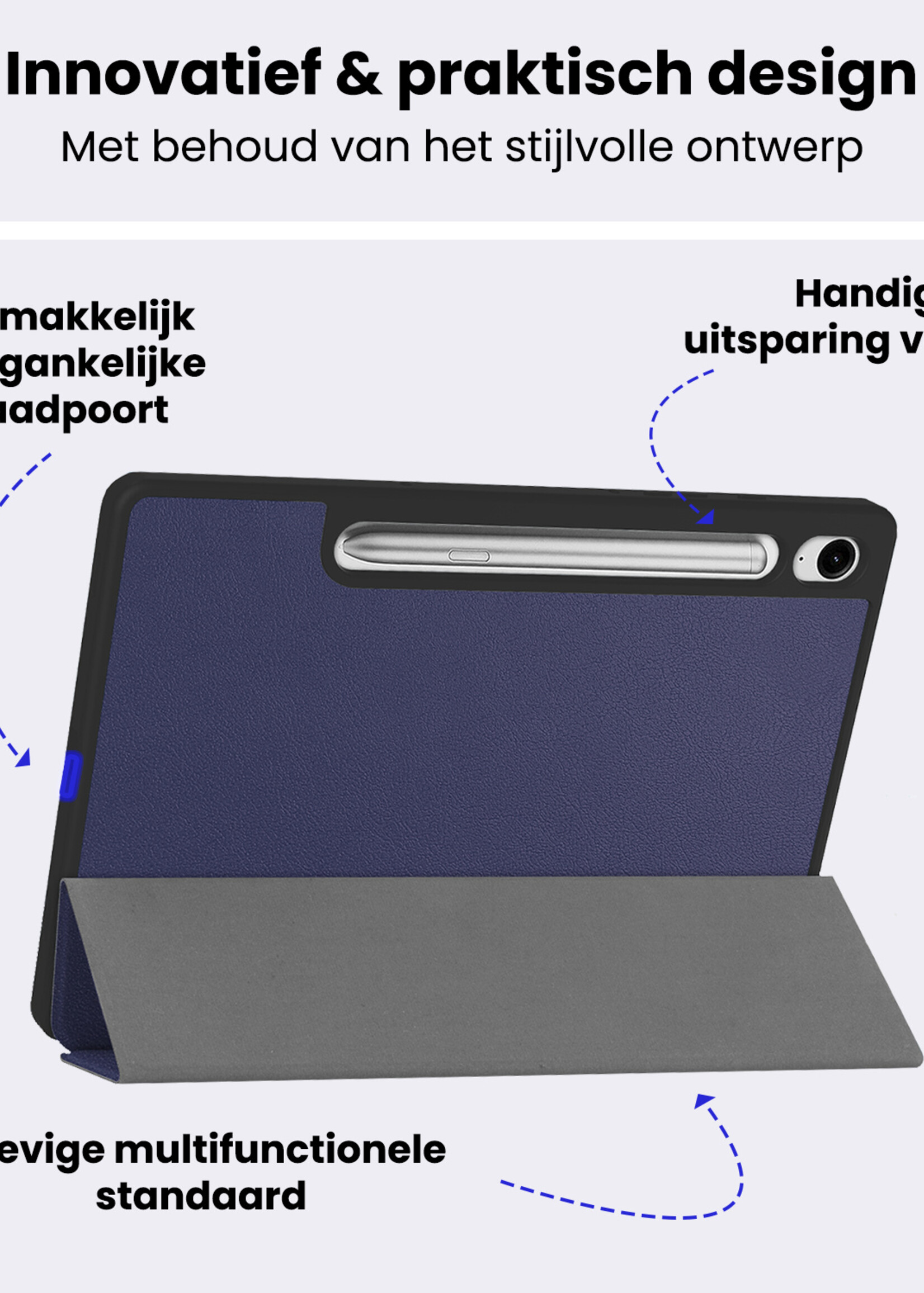 BTH BTH Samsung Galaxy Tab S10 FE Plus Hoesje Met Uitsparing S Pen - Donkerblauw