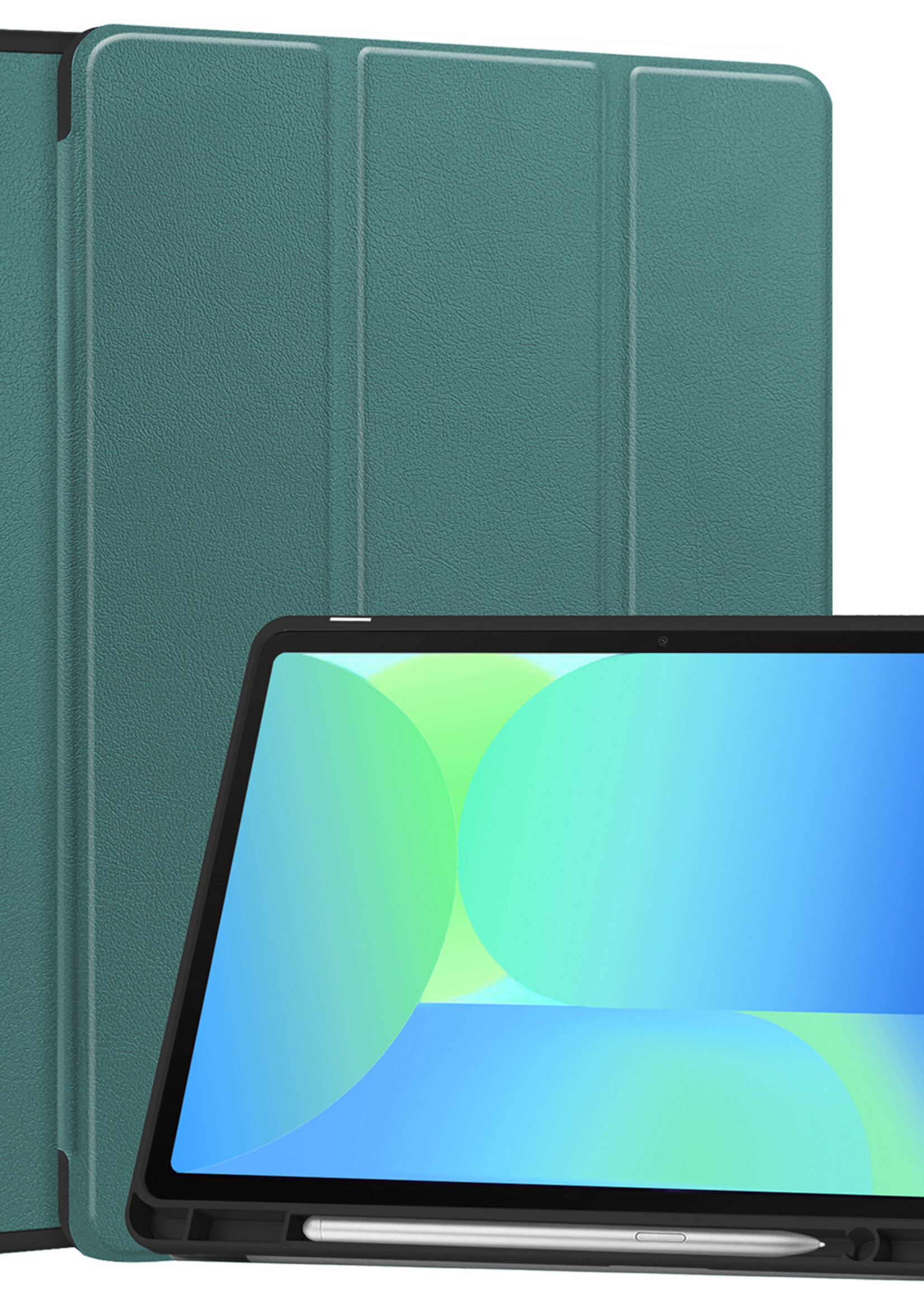 BTH BTH Samsung Galaxy Tab S10 FE Plus Hoesje Met Uitsparing S Pen - Donkergroen