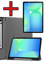BTH BTH Samsung Galaxy Tab S10 FE Plus Hoesje Met Uitsparing S Pen Met Screenprotector - Grijs