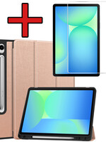 BTH BTH Samsung Galaxy Tab S10 FE Plus Hoesje Met Uitsparing S Pen Met Screenprotector - Rose Goud