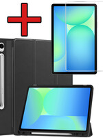 BTH BTH Samsung Galaxy Tab S10 FE Plus Hoesje Met Uitsparing S Pen Met Screenprotector - Zwart