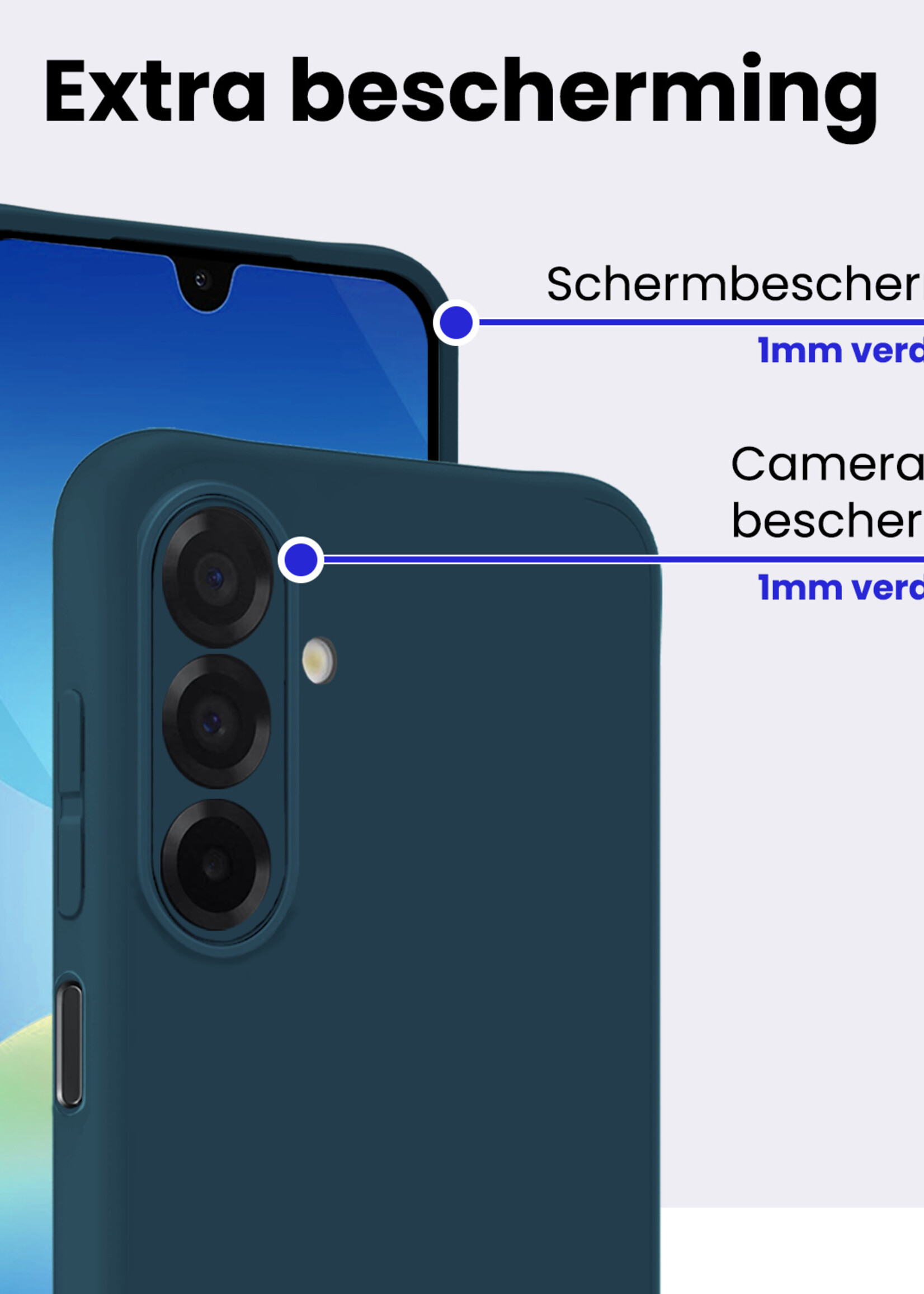 BTH BTH Samsung Galaxy A26 Hoesje Siliconen Met Screenprotector - Donkerblauw