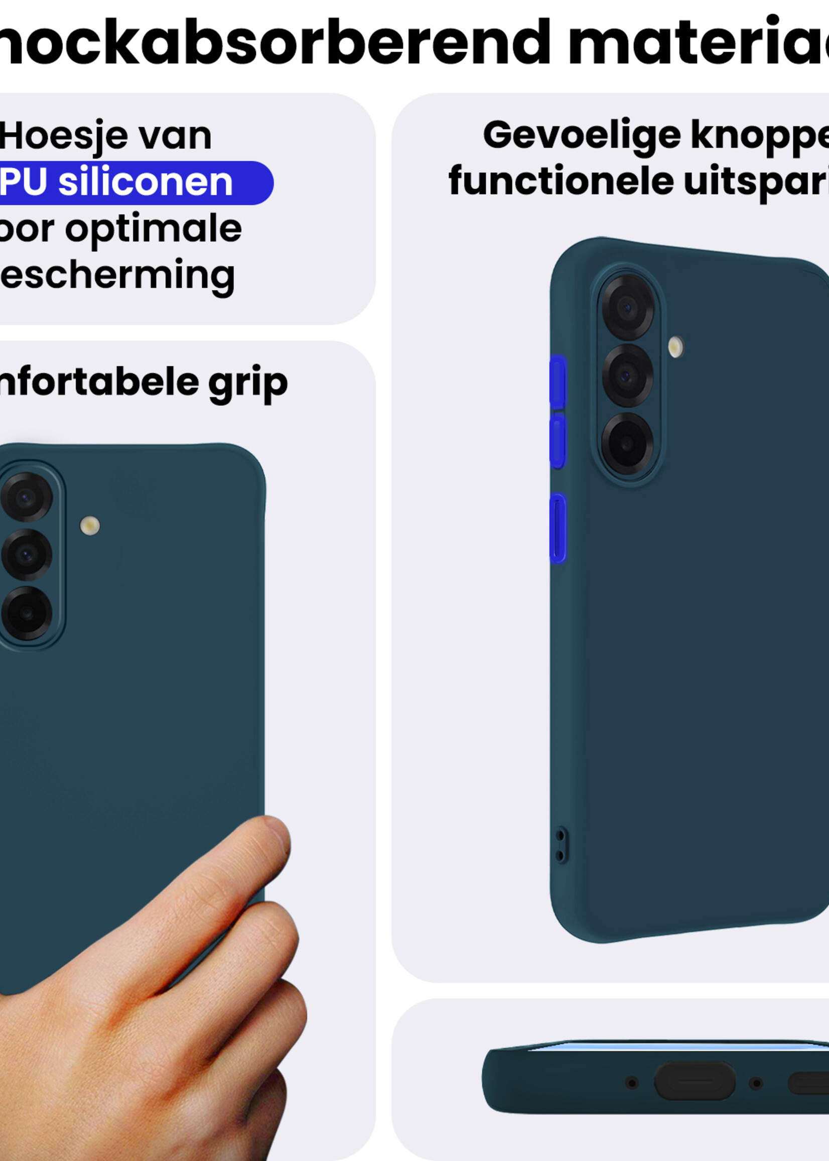 BTH BTH Samsung Galaxy A26 Hoesje Siliconen Met Screenprotector - Donkerblauw