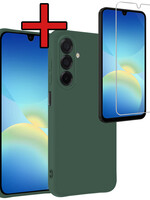 BTH BTH Samsung Galaxy A26 Hoesje Siliconen Met Screenprotector - Donkergroen
