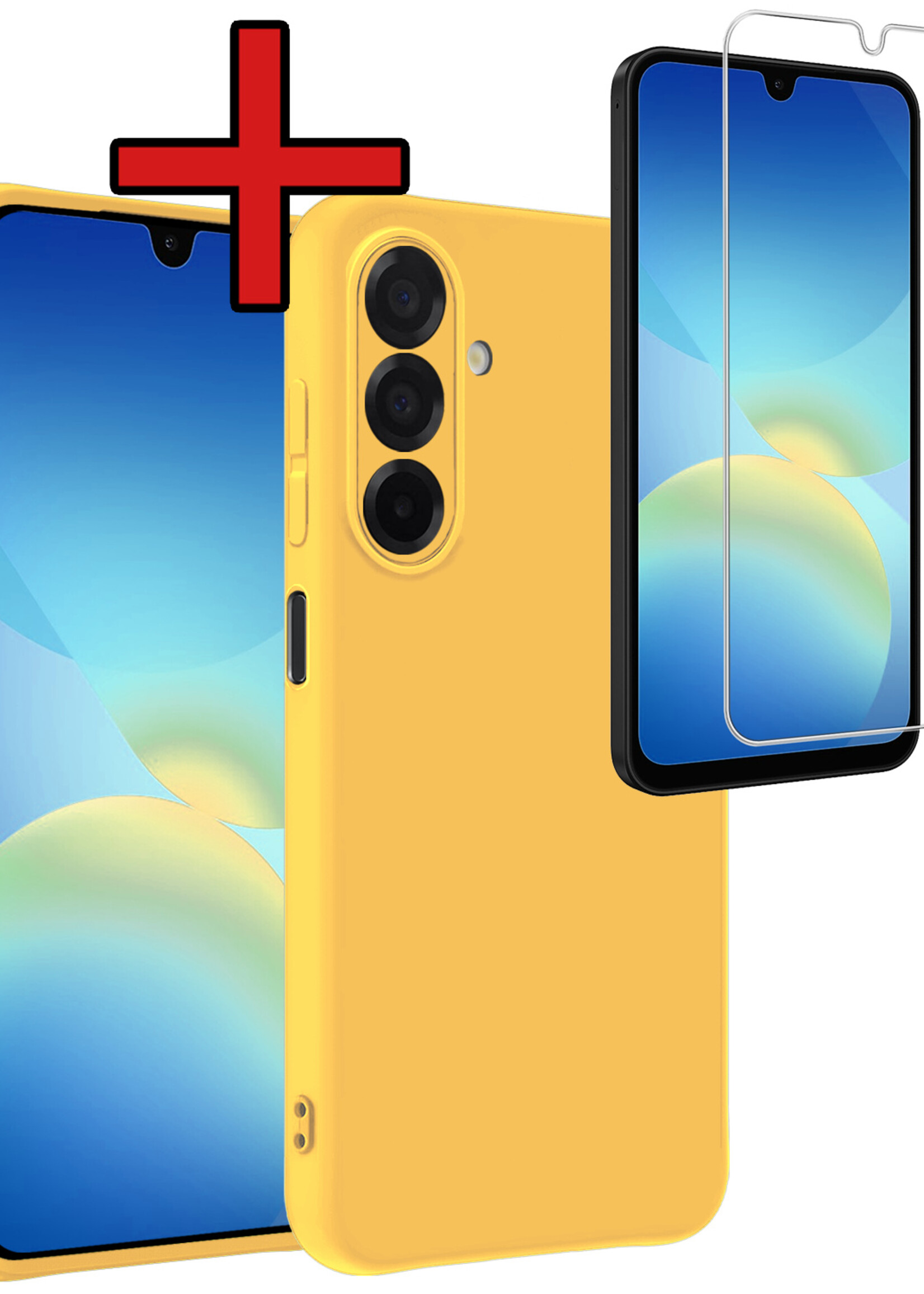 BTH BTH Samsung Galaxy A26 Hoesje Siliconen Met Screenprotector - Geel