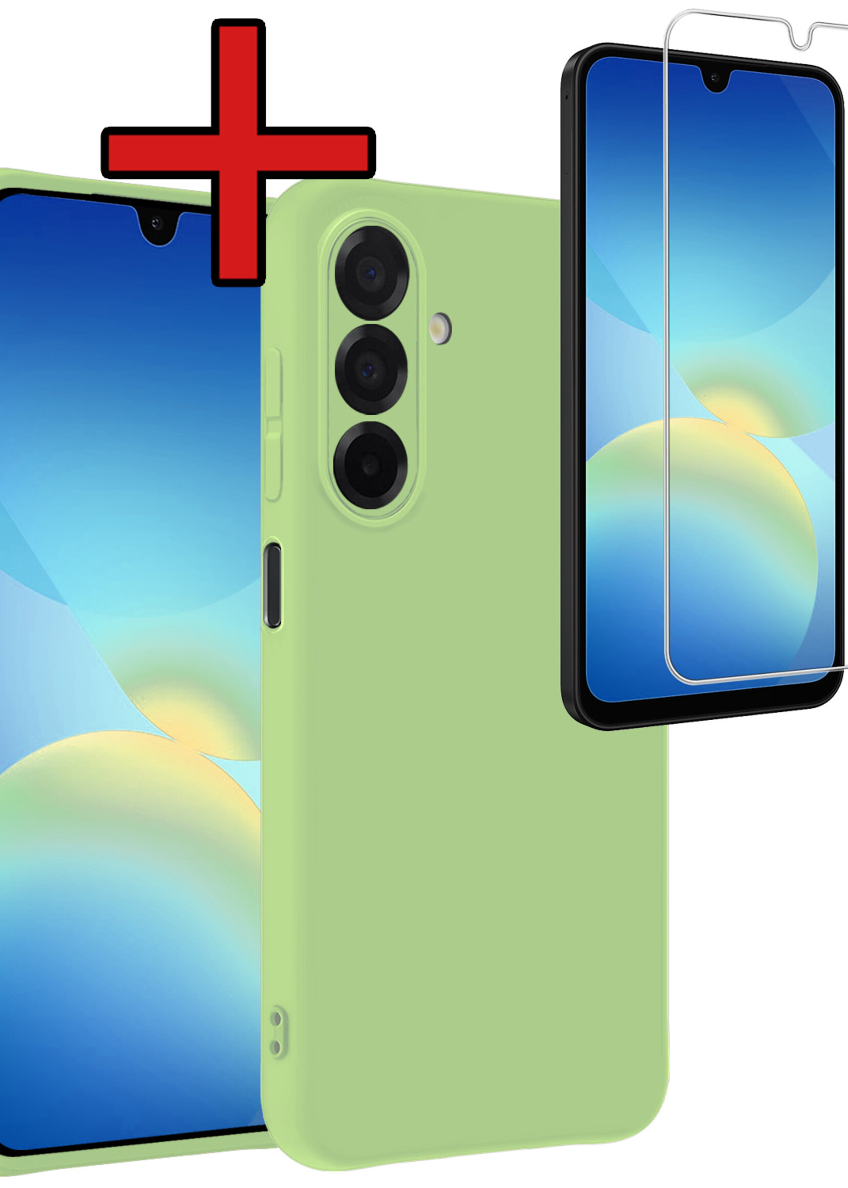 BTH BTH Samsung Galaxy A26 Hoesje Siliconen Met Screenprotector - Groen