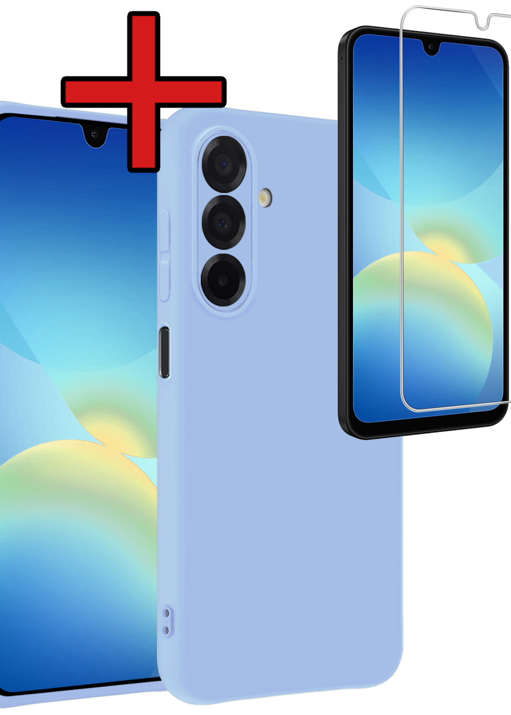 BTH BTH Samsung Galaxy A26 Hoesje Siliconen Met Screenprotector - Lichtblauw